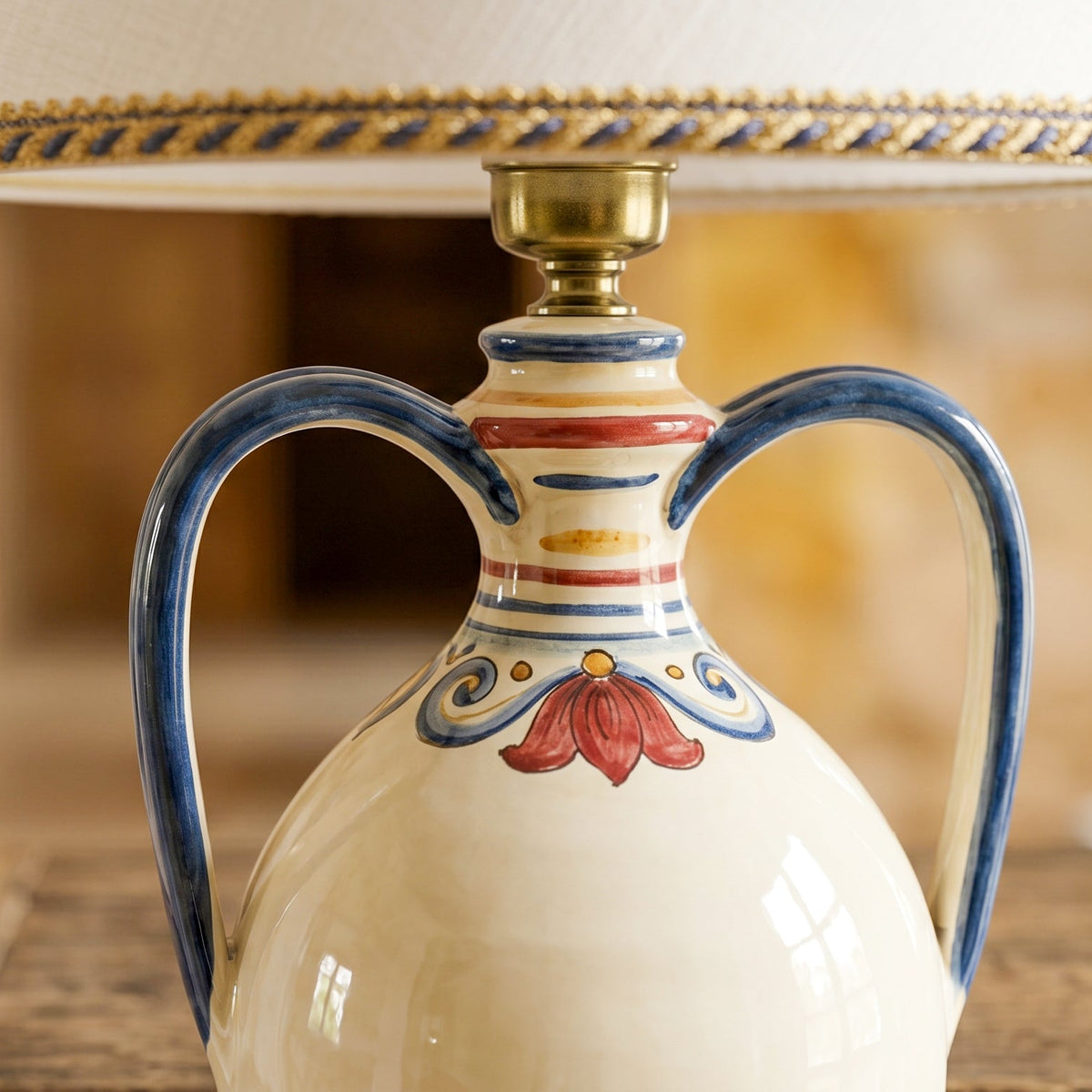 Flask Lamp with Handles H 35 cm / 13¾" in Caltagirone Ceramic — Decoro Sicily
