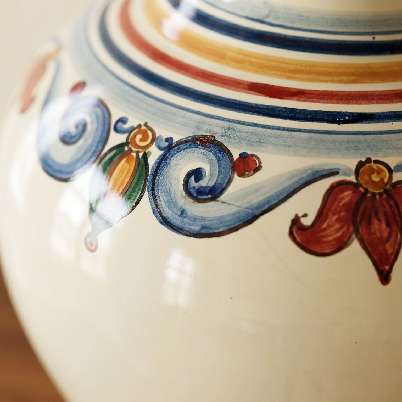 Sicilian Round Ball Lamp H 35 cm / 13.8", Decoro Sicily – Italian ceramic from Caltagirone, Sicily