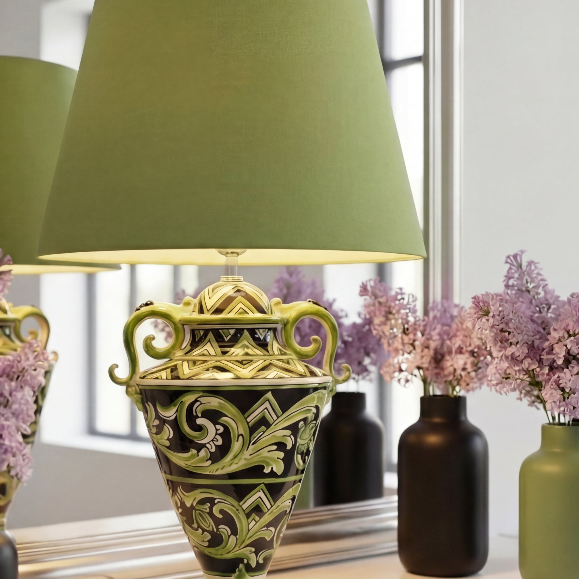 Italian Ceramic Lamp H 35 cm / 13.8", Linea Parigi – Caltagirone Ceramic – Italian ceramic lamp tradition