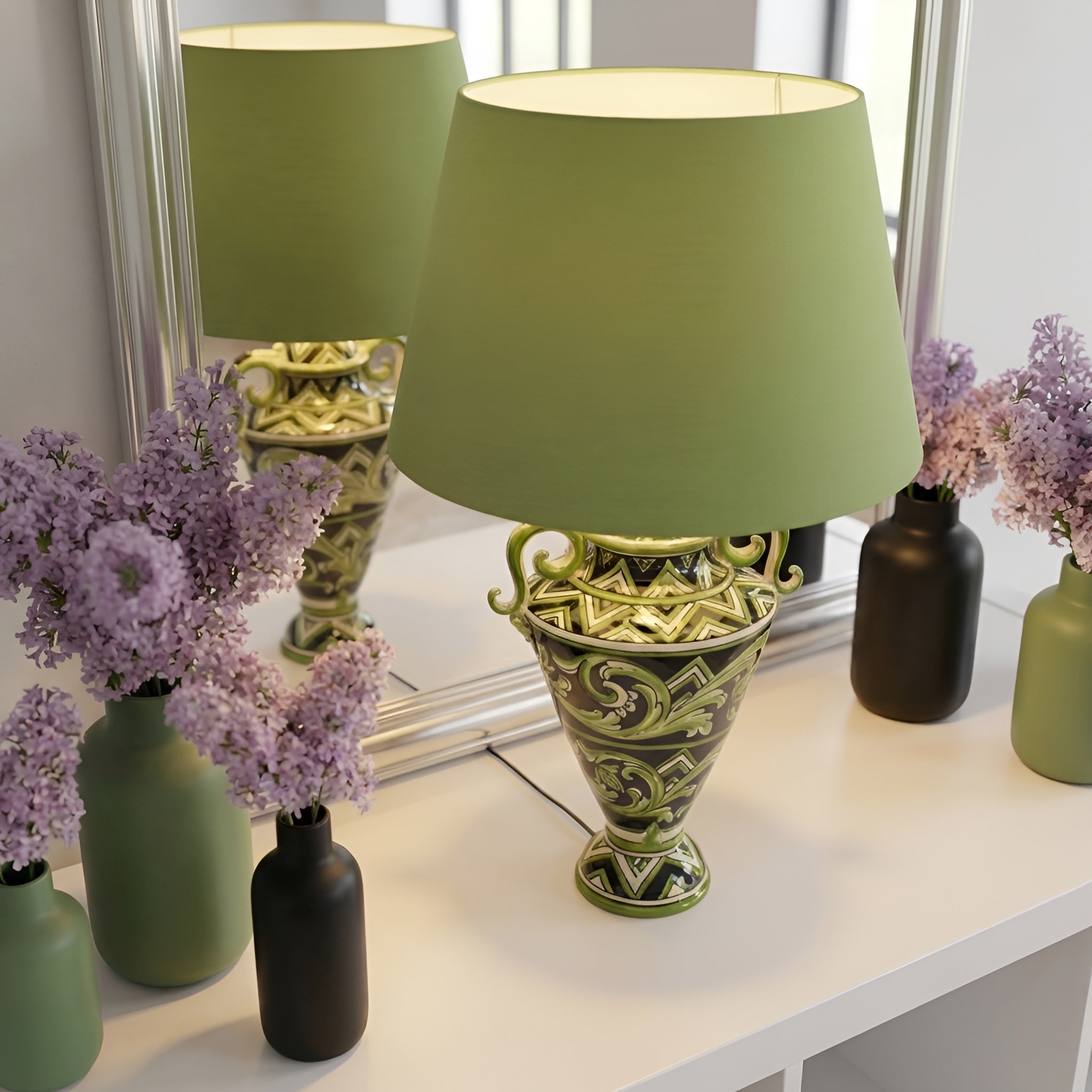 Italian Ceramic Lamp H 35 cm / 13.8", Linea Parigi – Caltagirone Ceramic – Italian ceramic lamp tradition