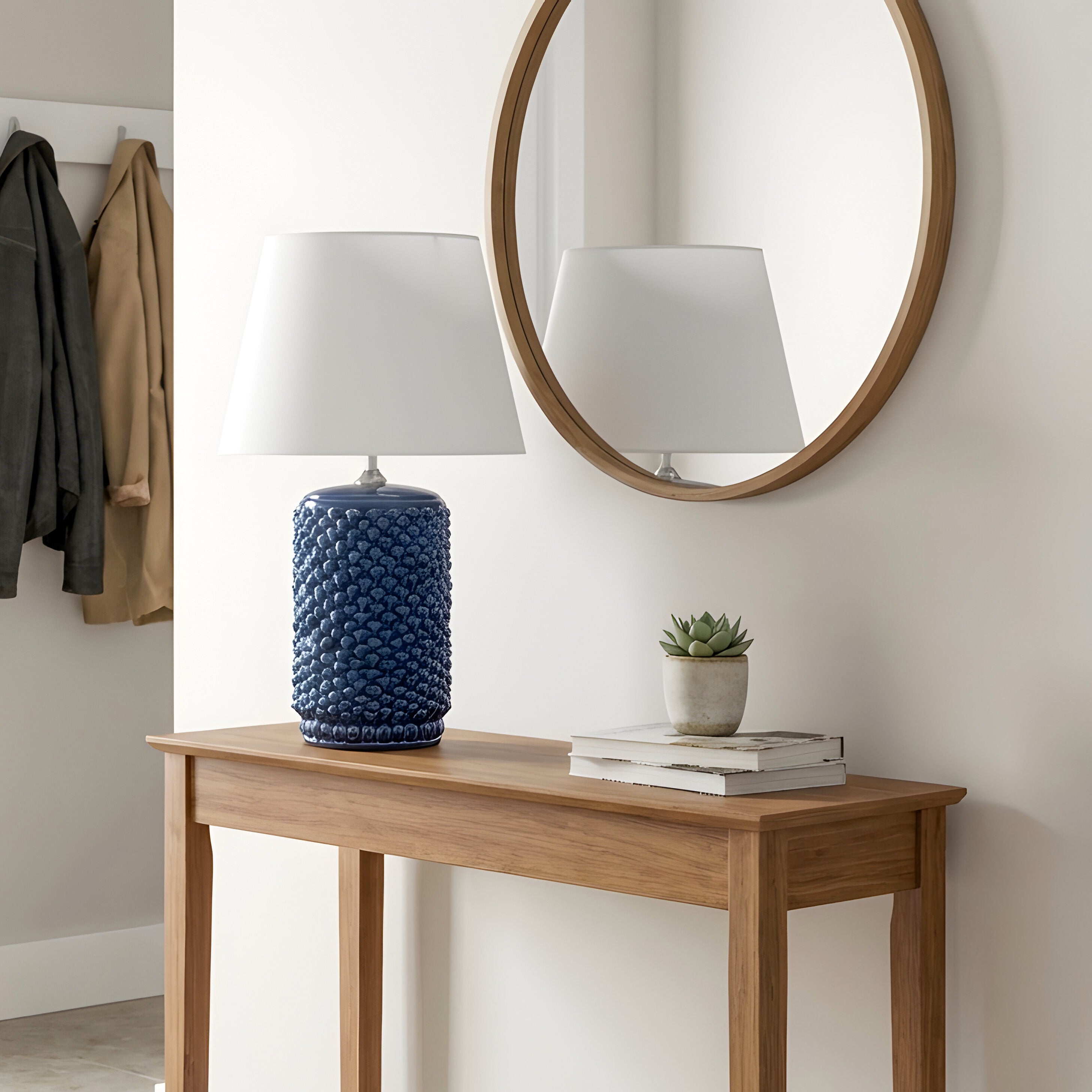 Lume pigna cilindro h 60 Blu Intenso in ceramica di Caltagirone