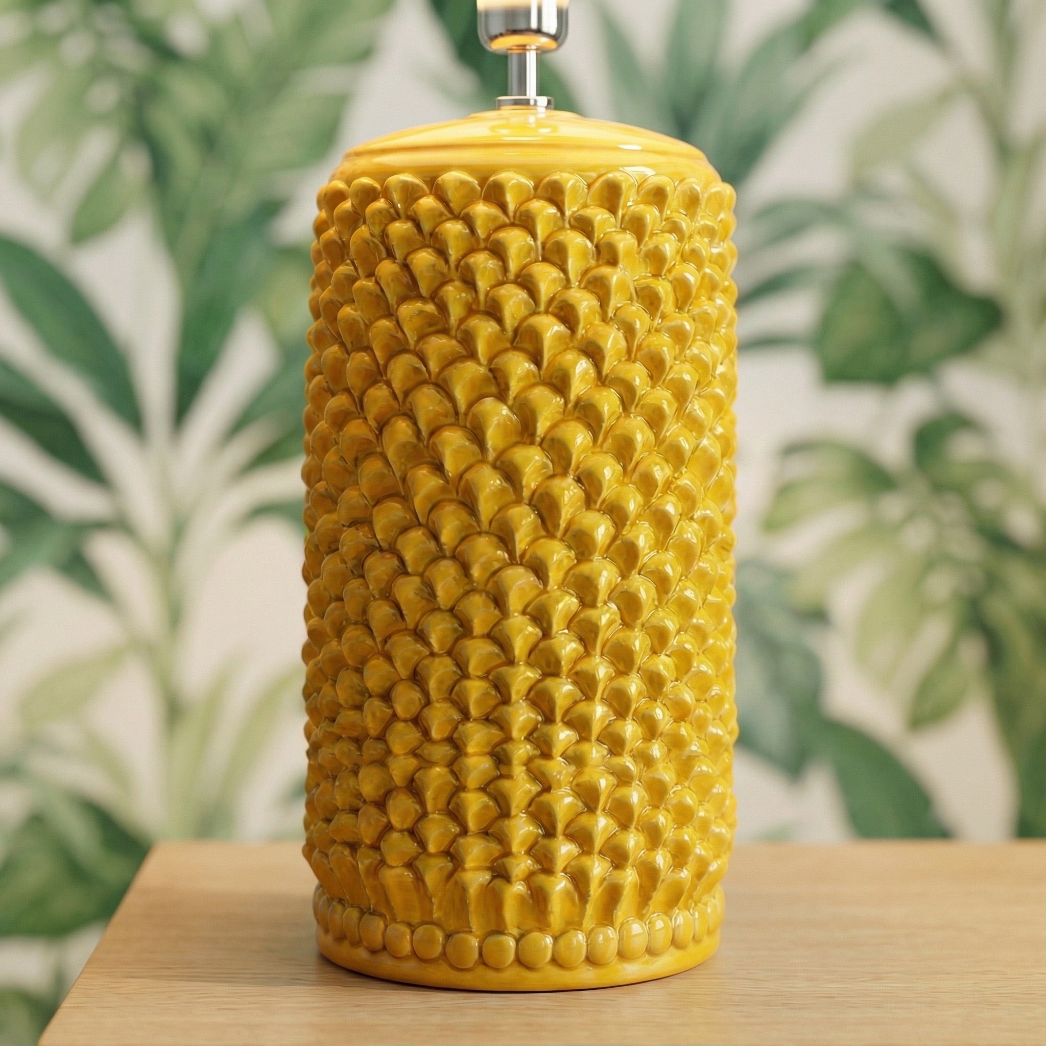 Ornamental pine light mustard in ceramics of Caltagirone - Artistic ceramics Sofia