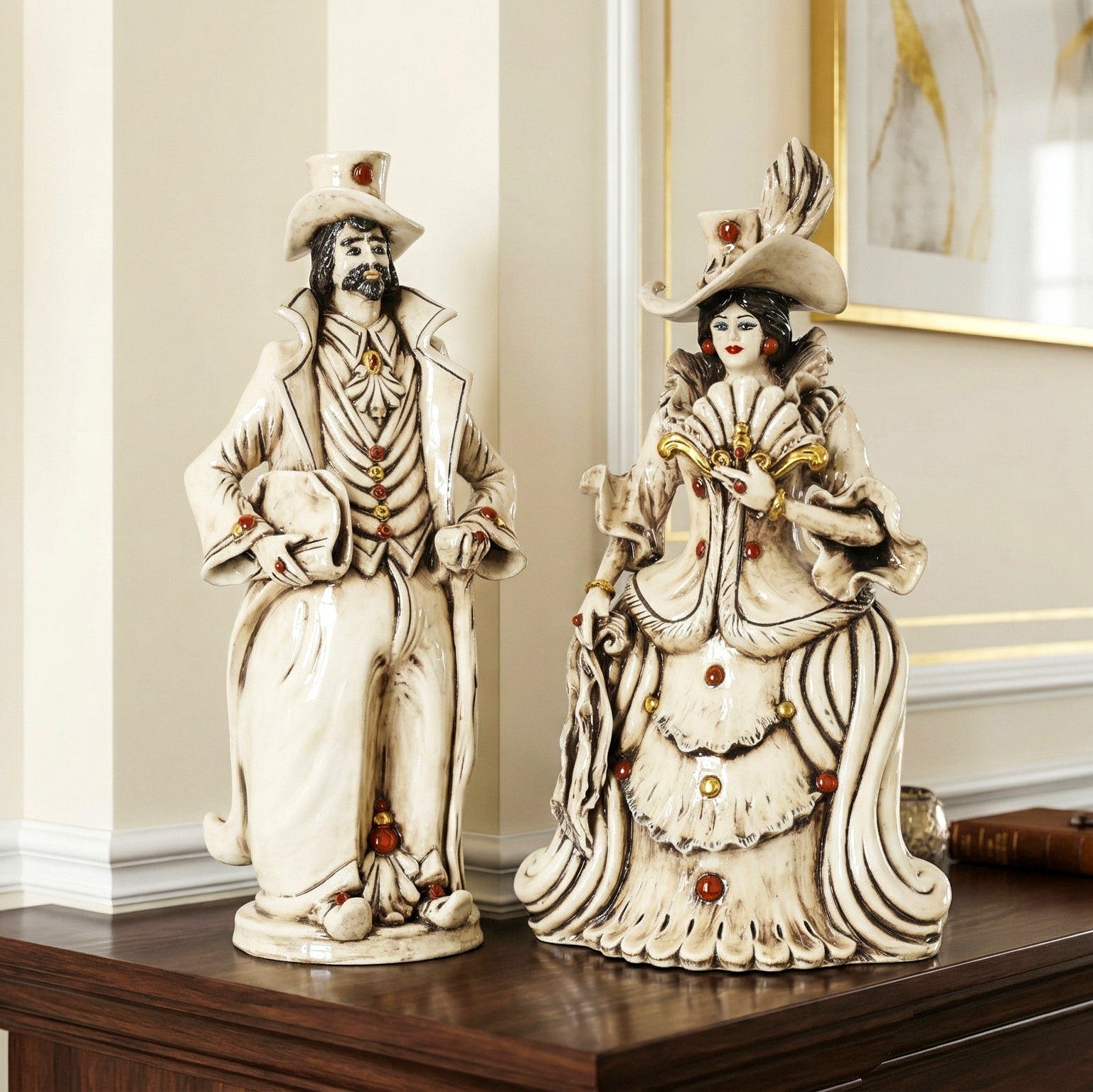 Sicilian Figurative Lamp Woman Large H 40 cm / 15.7", Woman, Mother of Pearl – Sicilian ceramic lamp handcrafted in Caltagirone