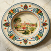 Caltagirone Ceramic Plate Cappello Prete — Etna Landscape, Decoro Sicily | Sicilian majolica handcrafted in Caltagirone
