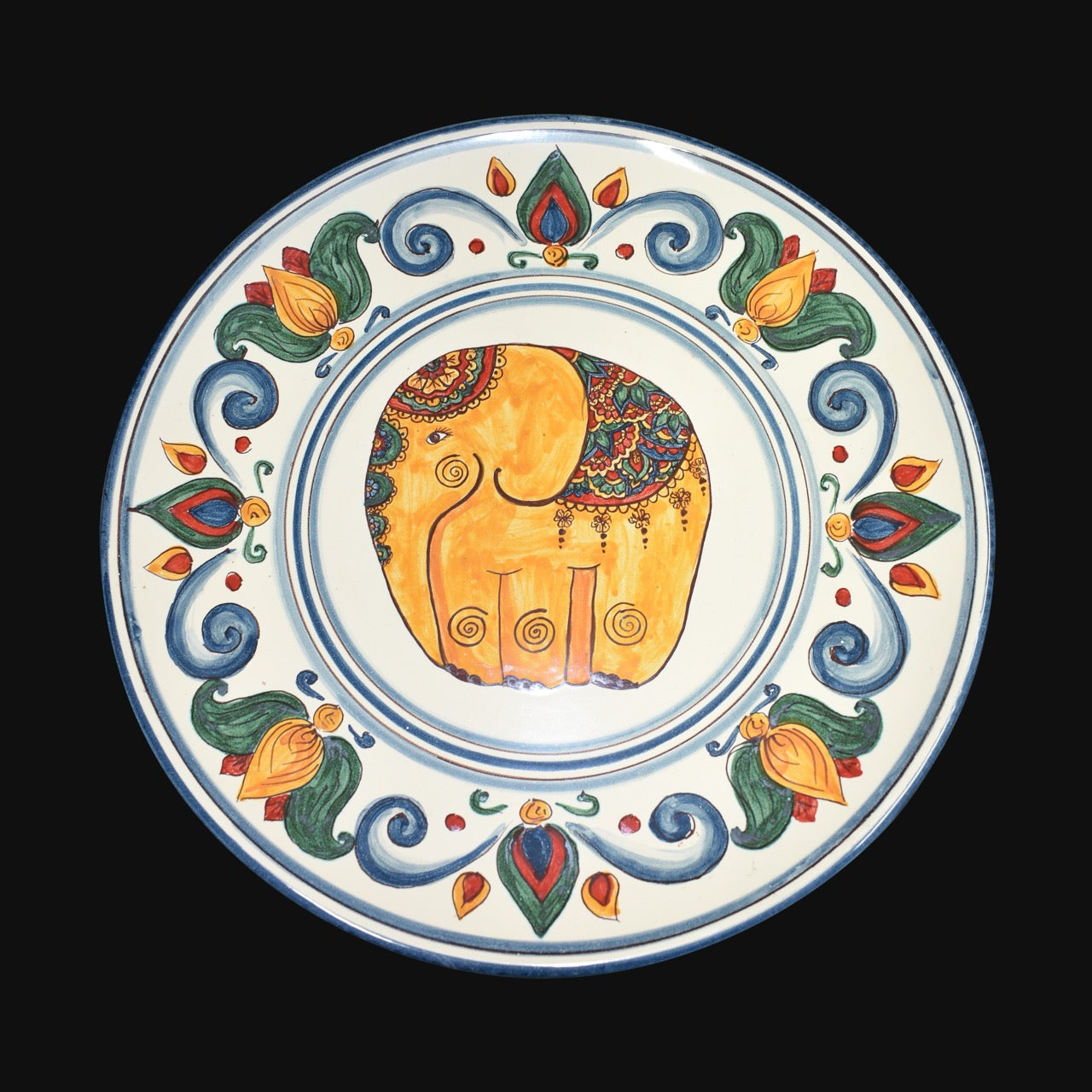 Handmade Ceramic Plate Decoro Elephant Line