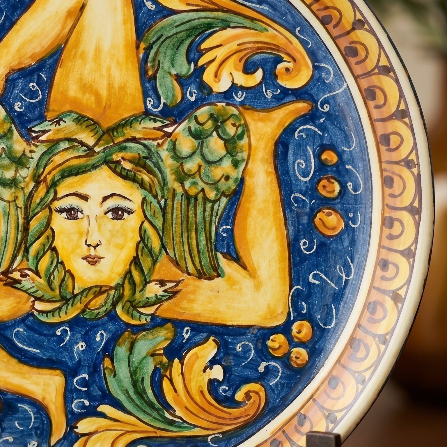 Caltagirone Ceramic Trinacria Plate — Ornato Calatino