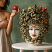 Testa Medusa h 50 cm - con Mele, Madreperla Antichizzato | Ceramica Caltagirone