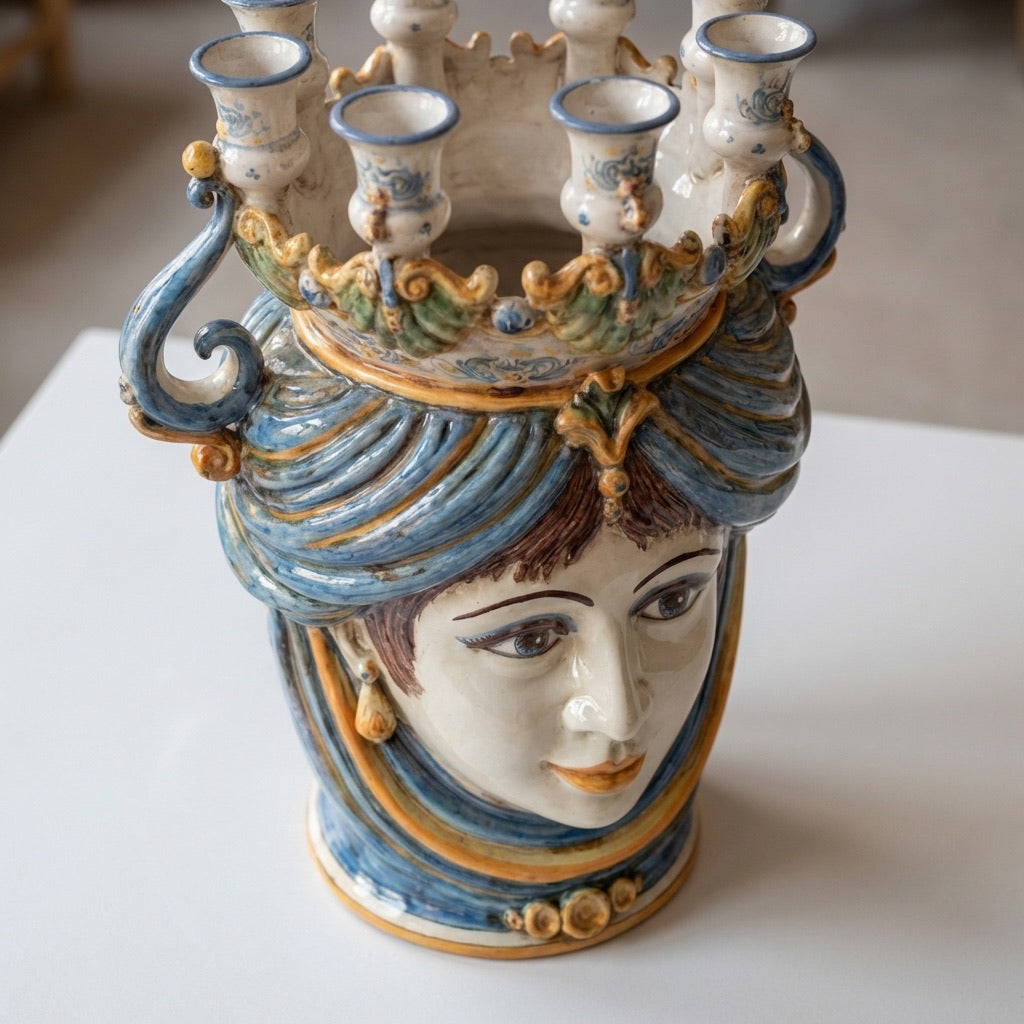 Candlestick head h 40 blue/orange female