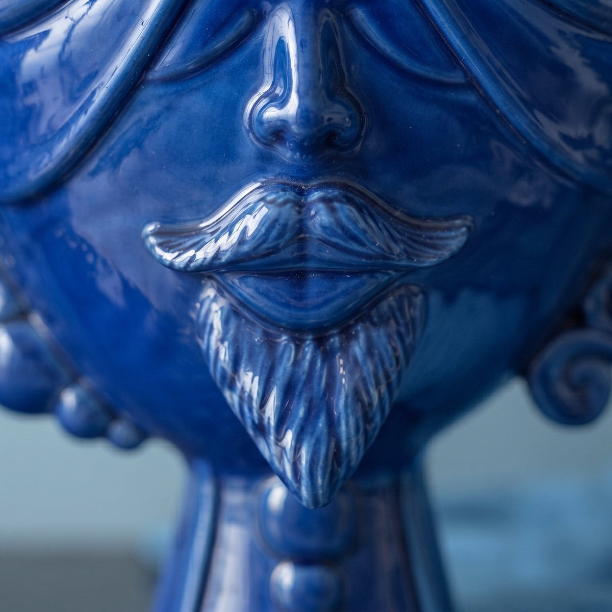 Zahira Moor's Head Vase H 30 cm / 11.8", Male, Deep Blue – Testa di Moro from Caltagirone, Sicily