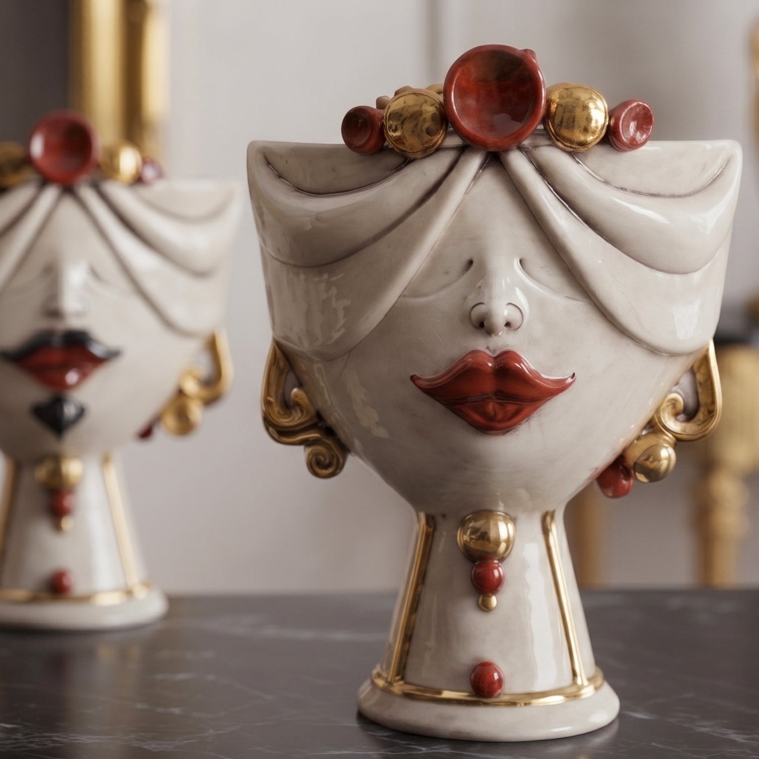 Zahira Sicilian Head Vase H 30 cm / 11.8" – Testa di Moro from Caltagirone, Sicily