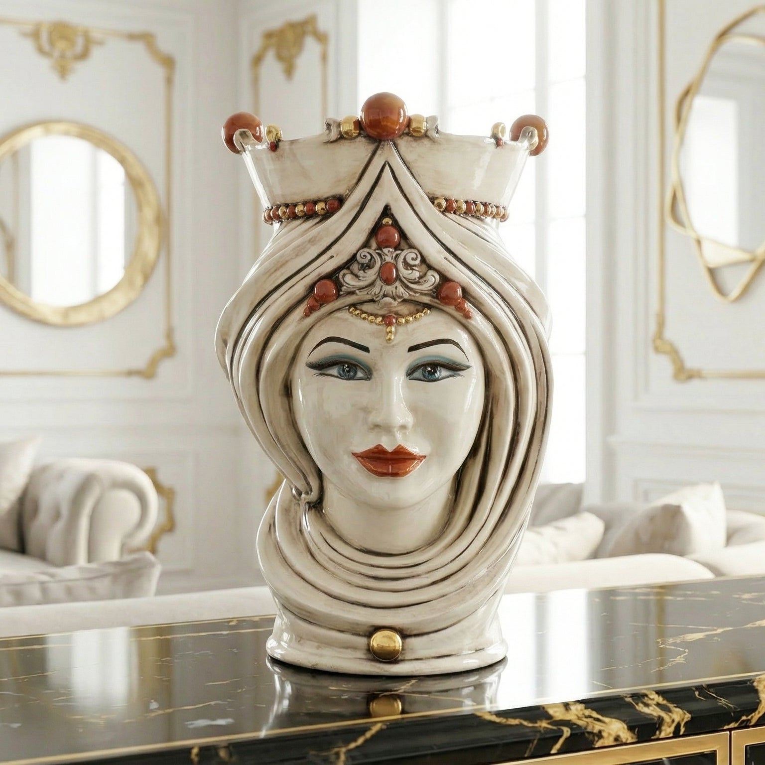 Modern Sicilian ceramic "Moor's head" from Caltagirone