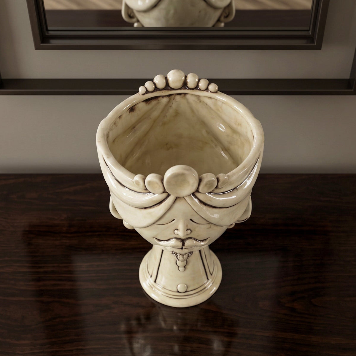 Zahira Testa di Moro Vase H 30 cm / 11.8", Male, Antique Mother of Pearl – Testa di Moro from Caltagirone, Sicily