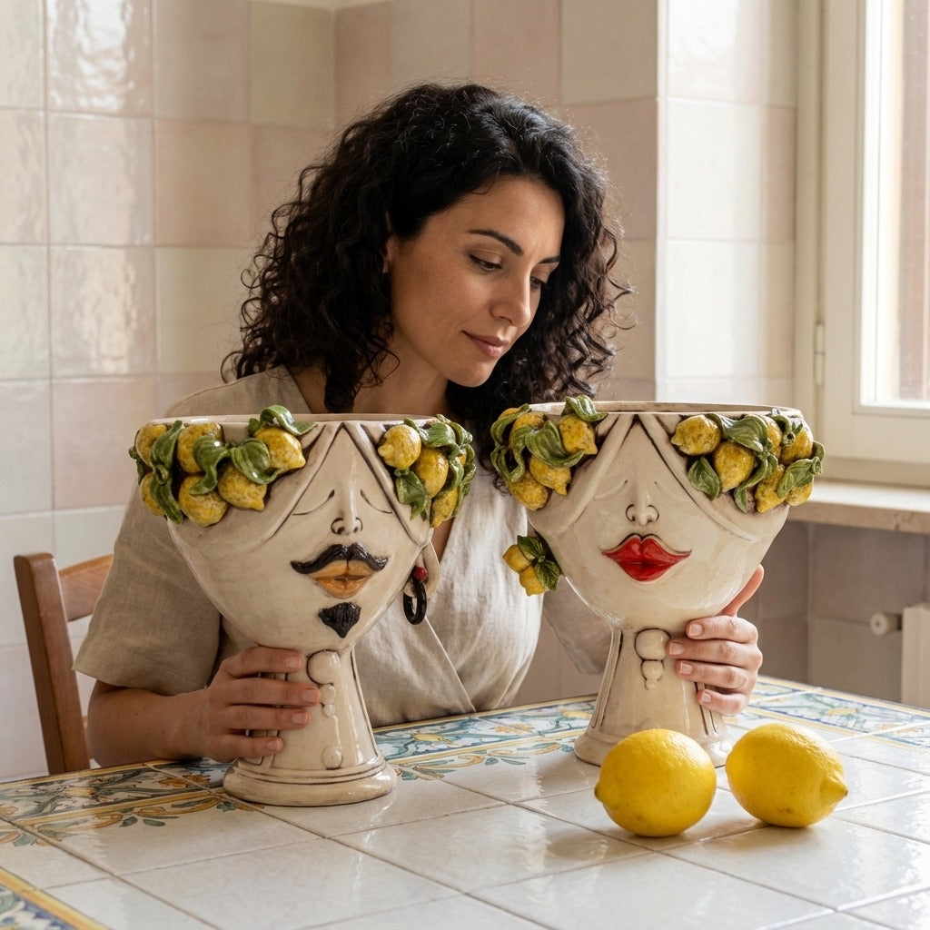 Head h 30 Zahira Sicilian Lemons in Mother of Pearl face woman