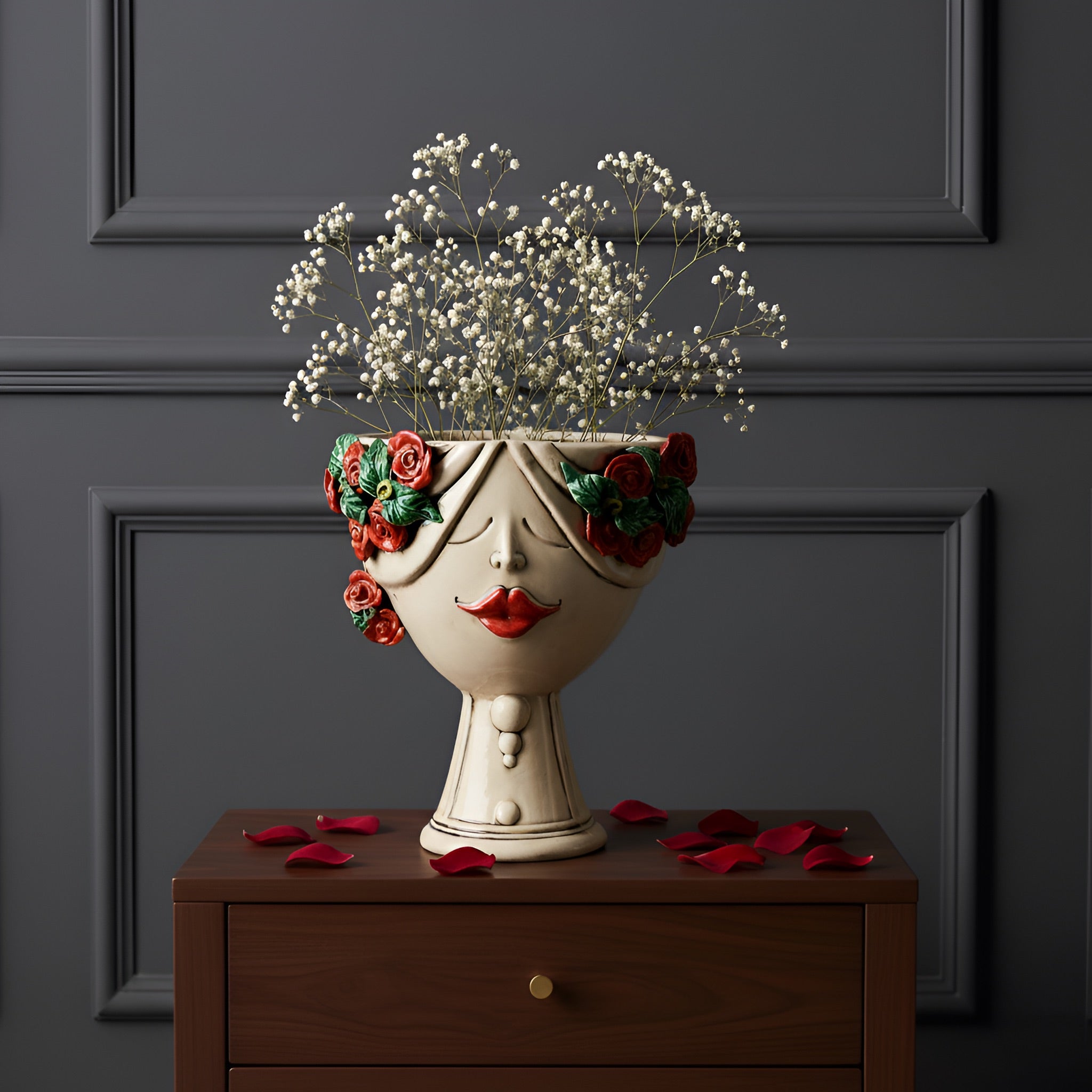 Moor's Head h 30 zahira mother of pearl antiqued with female roses