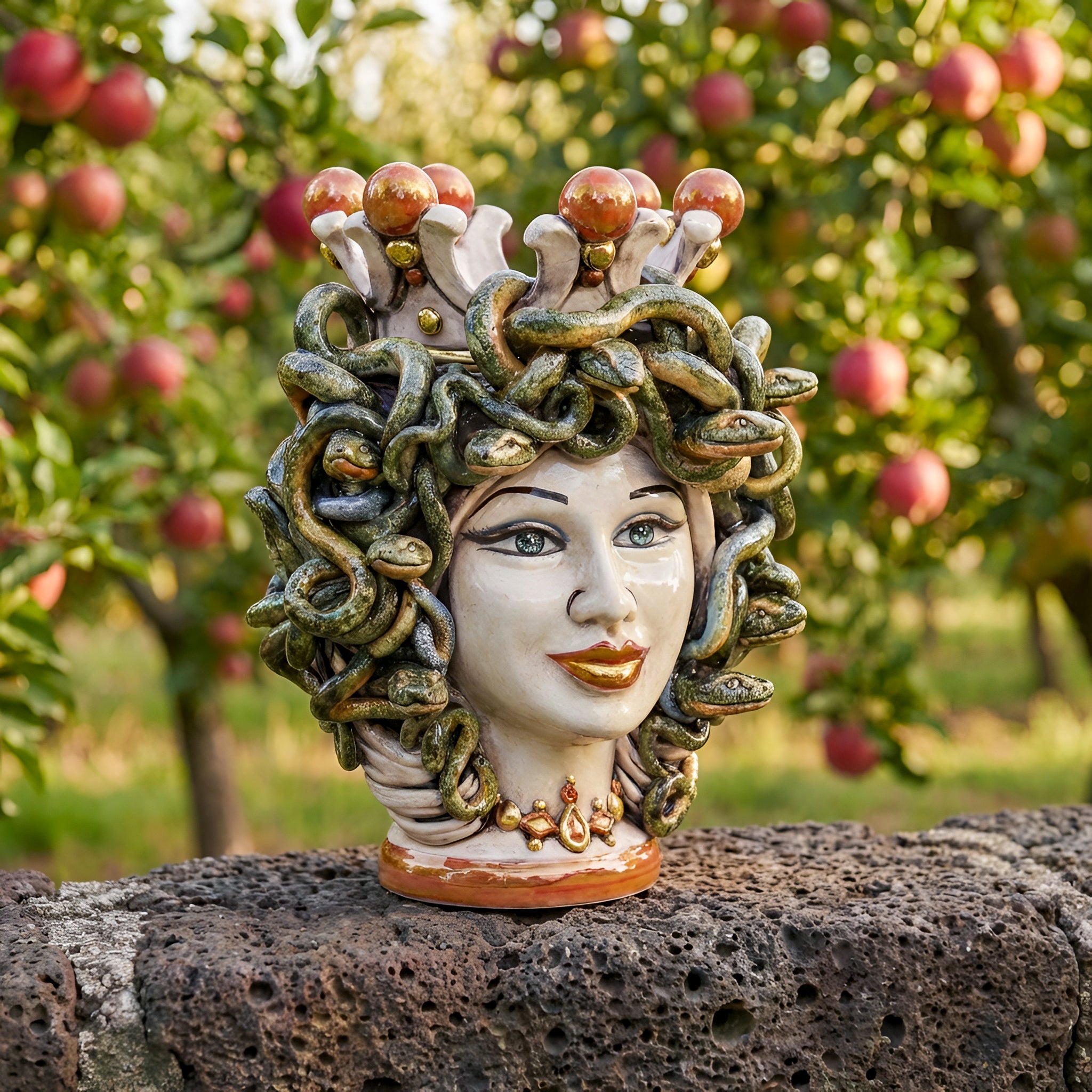 Head h 25 turban jellyfish mother of pearl antique gold and lustres with gold lips expression