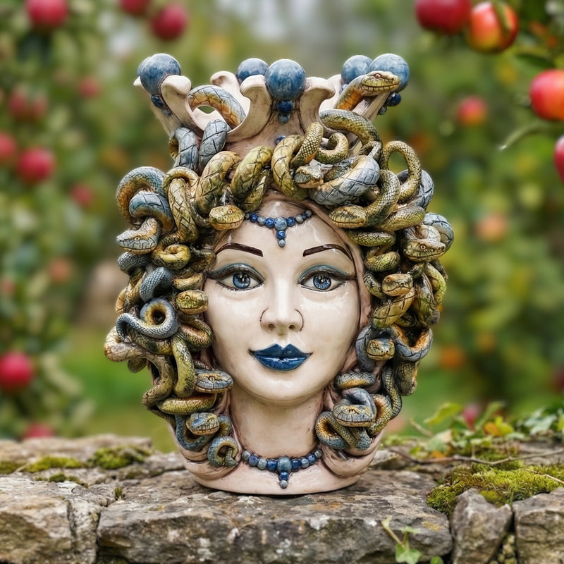 38 cm mother-of-pearl jellyfish head with blue beads