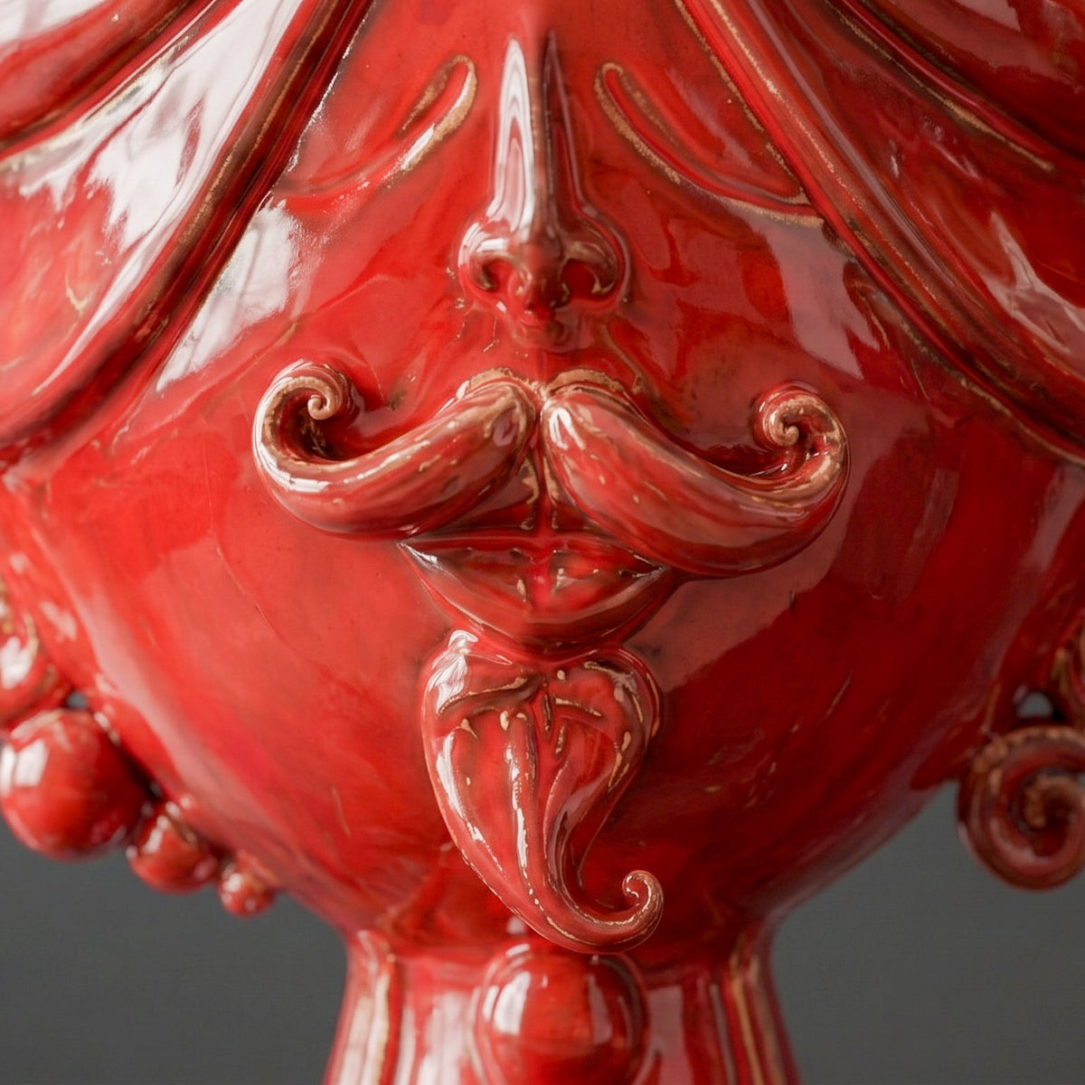 Zahira Sicilian Head Vase H 30 cm / 11.8", Male, Fire Red – Testa di Moro from Caltagirone, Sicily