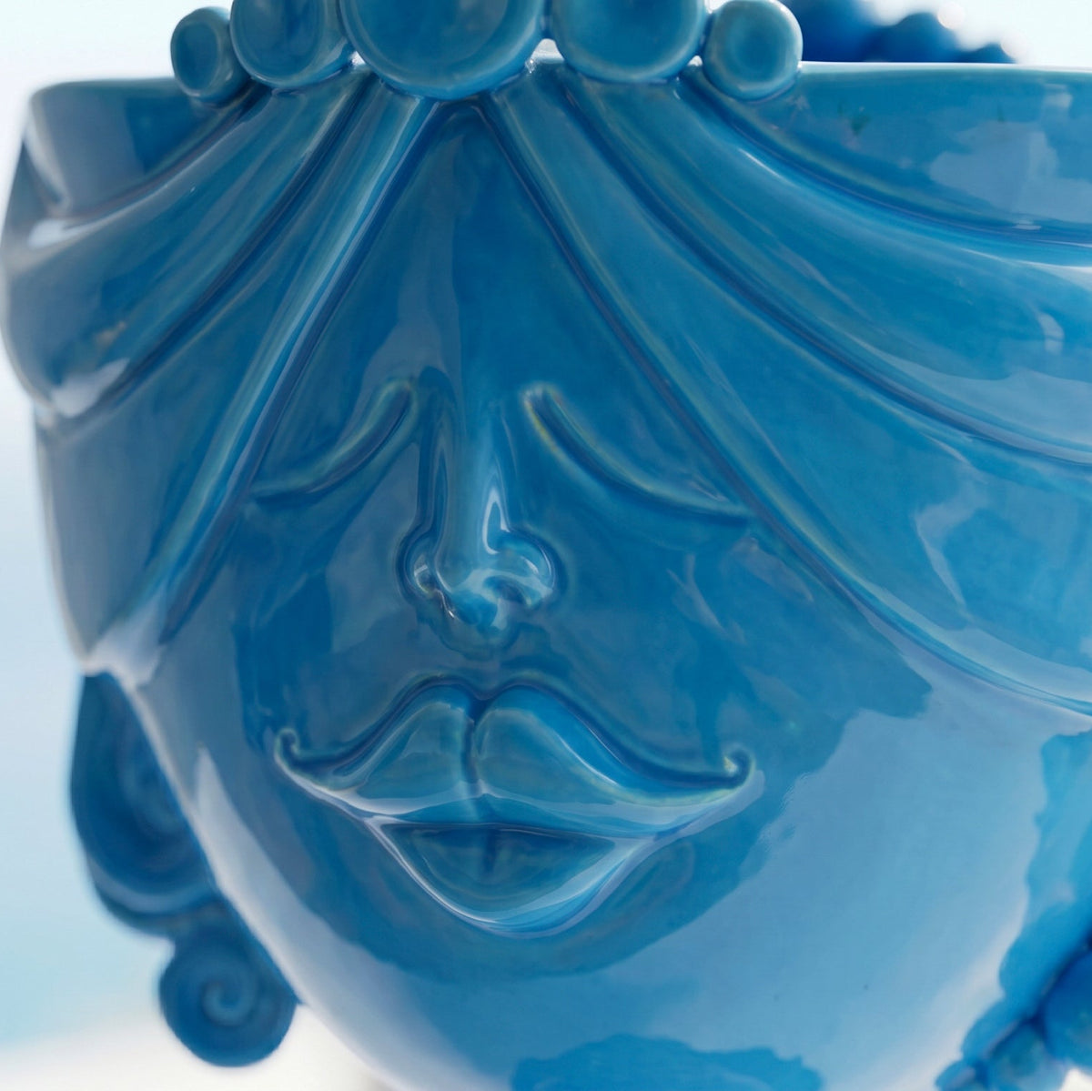 Zahira Sicilian Moor's Head H 30 cm / 11.8", Woman, Turquoise – Testa di Moro from Caltagirone, Sicily