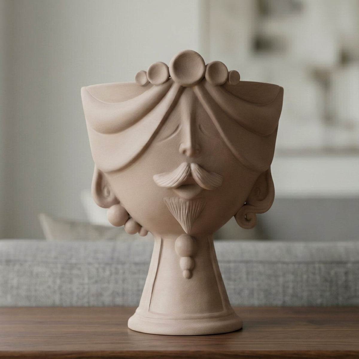 Zahira Testa di Moro Vase H 30 cm / 11.8", Man – Testa di Moro from Caltagirone, Sicily