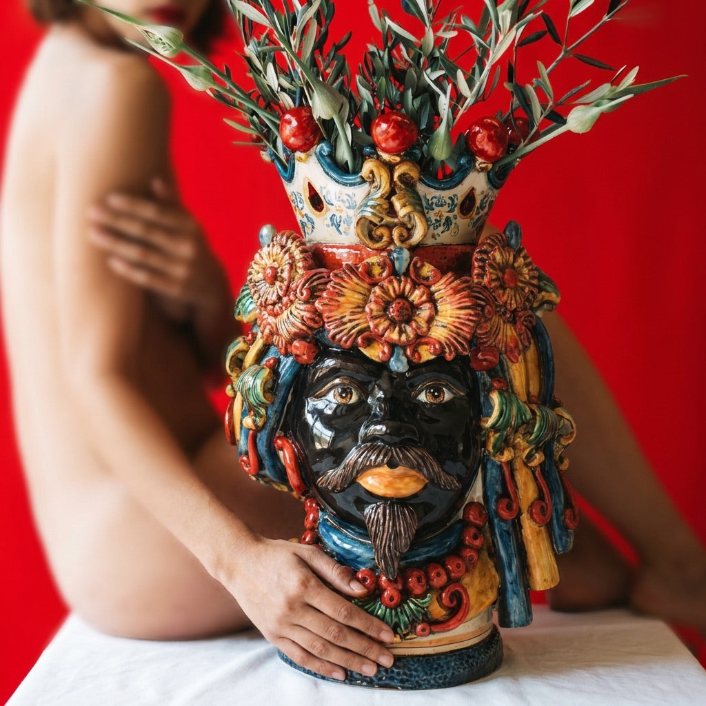 Head h 50 w/turban Sicilian decoration dark male