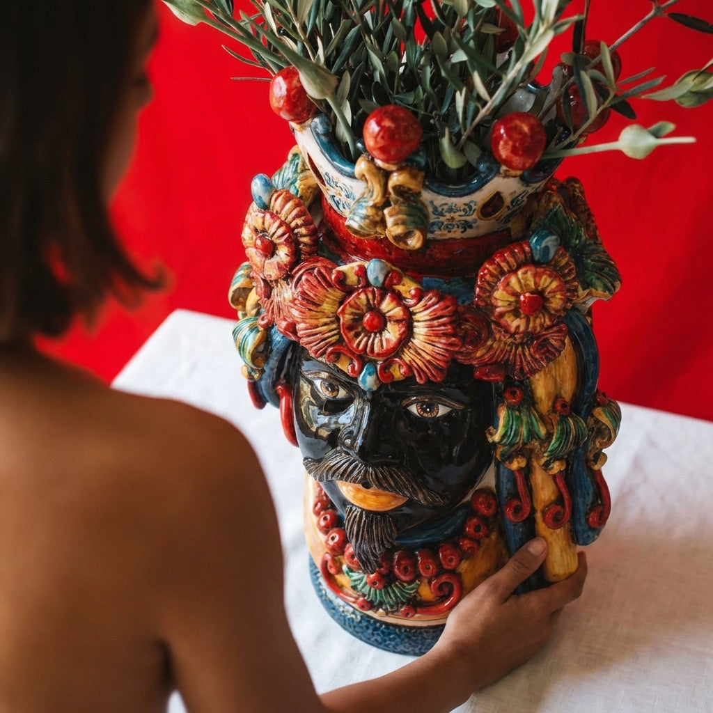 Head h 50 w/turban Sicilian decoration dark male