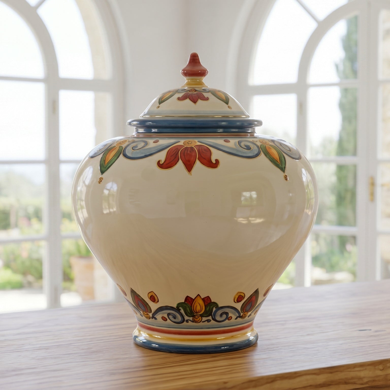 Italian Potiche Vase H 25 cm / 9.8", Decoro Sicily – Sicilian majolica handcrafted in Caltagirone