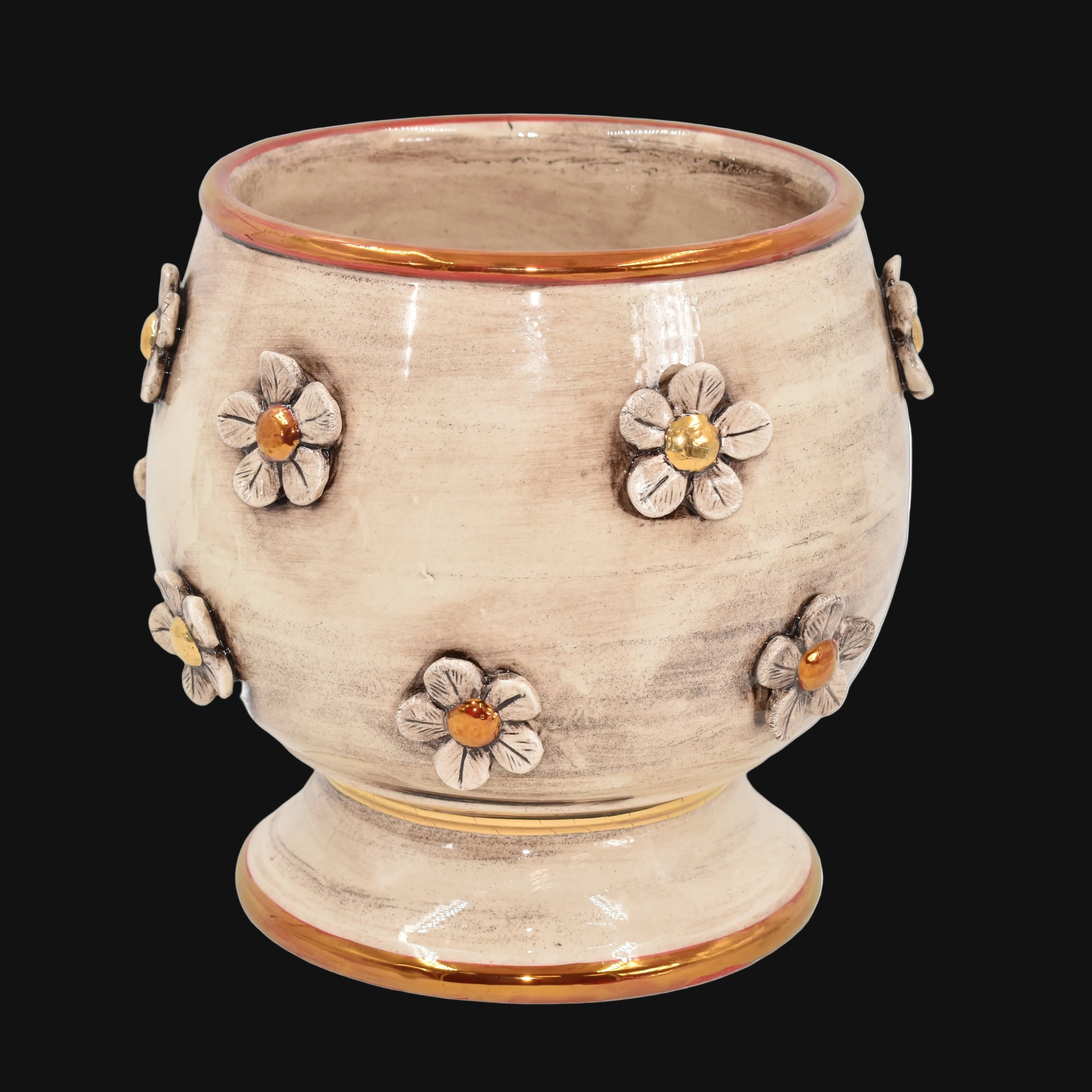 Italian Ceramic Vase, Antique Mother of Pearl Gold – Italian ceramic from Caltagirone, Sicily