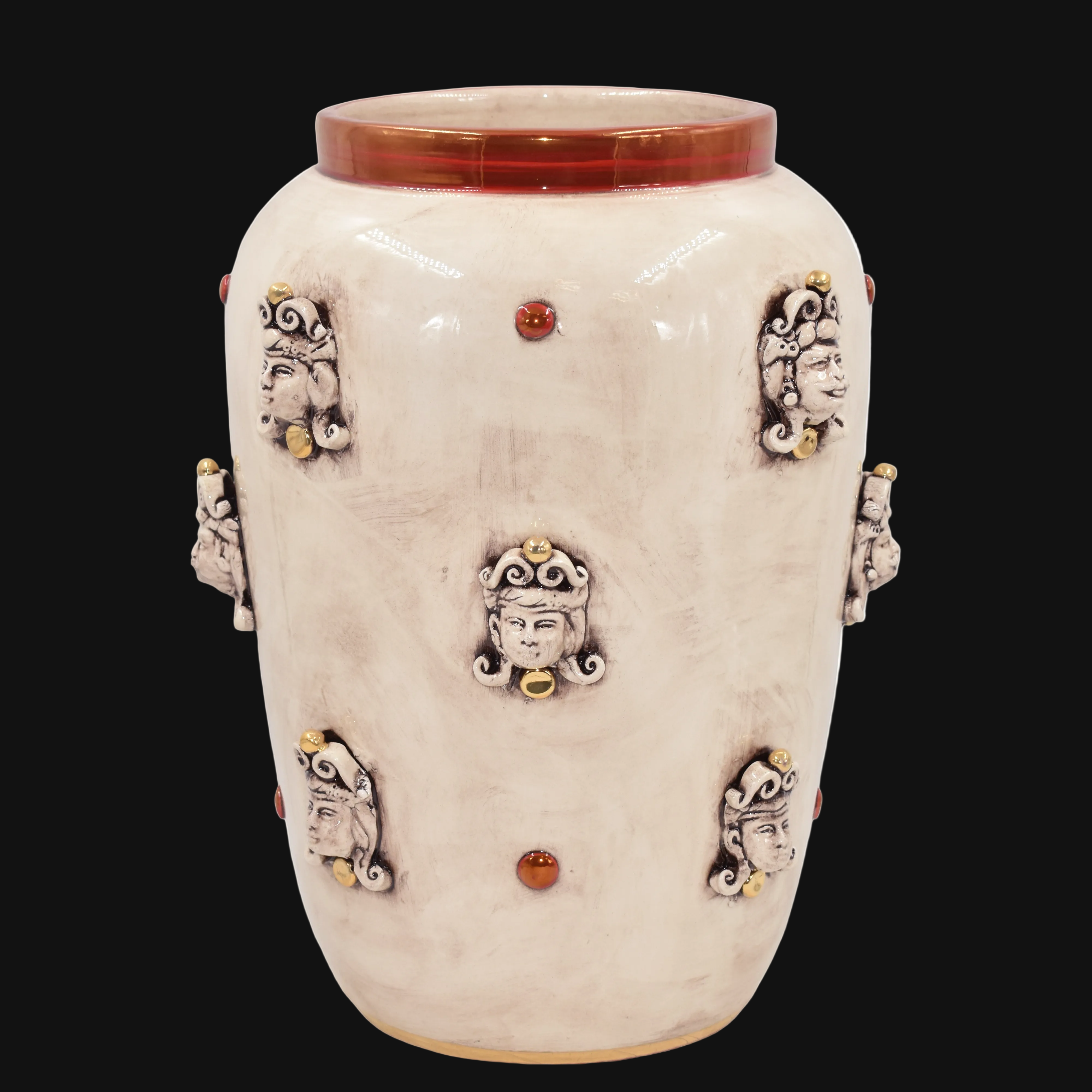 Sicilian Moor's Head H 40 cm / 15.7", Antique Mother of Pearl – Testa di Moro from Caltagirone, Sicily