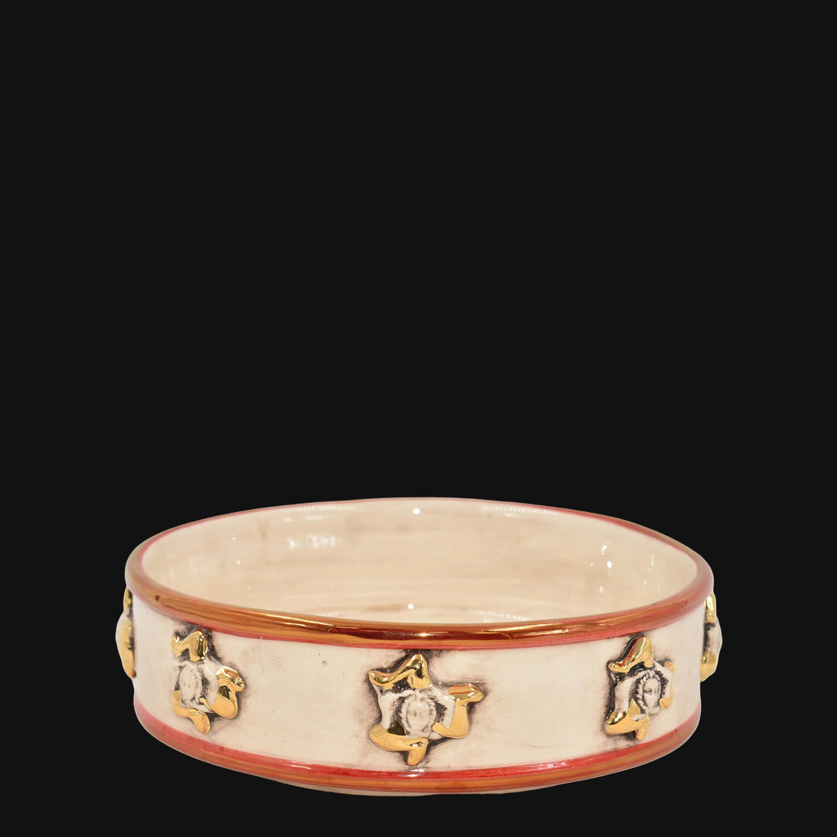 Sicilian Ceramic Trinacria Centerpiece Ø 20 cm / Ø 7¾", Antique Mother of Pearl, Gold and Lustre – Caltagirone Ceramic – Sicilian artisan tradition