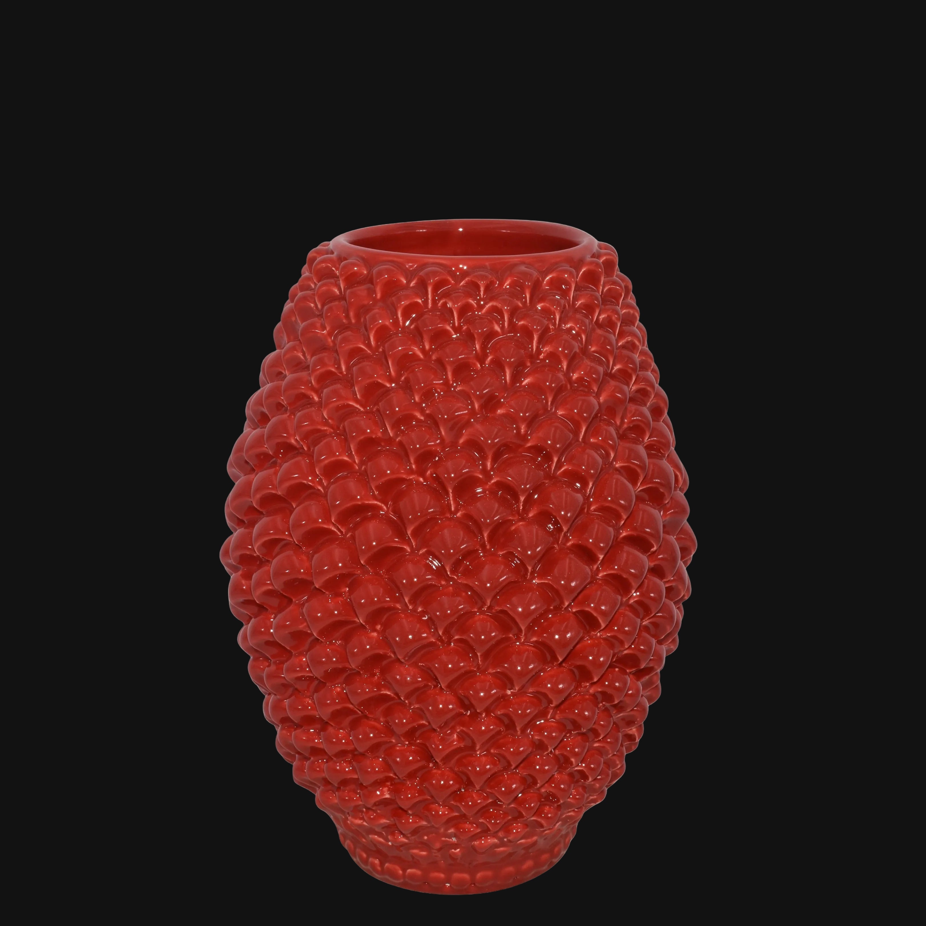 Caltagirone handmade pinecone vase modeled by hand height 25 cm