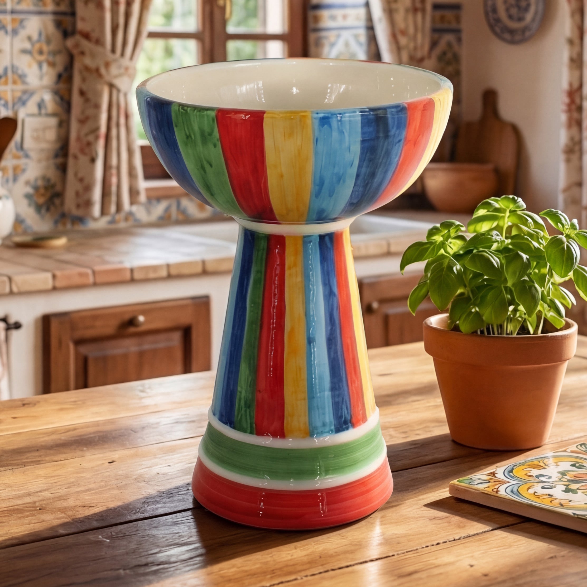 Vaso a coppa retto c/piede h 27 White and Color