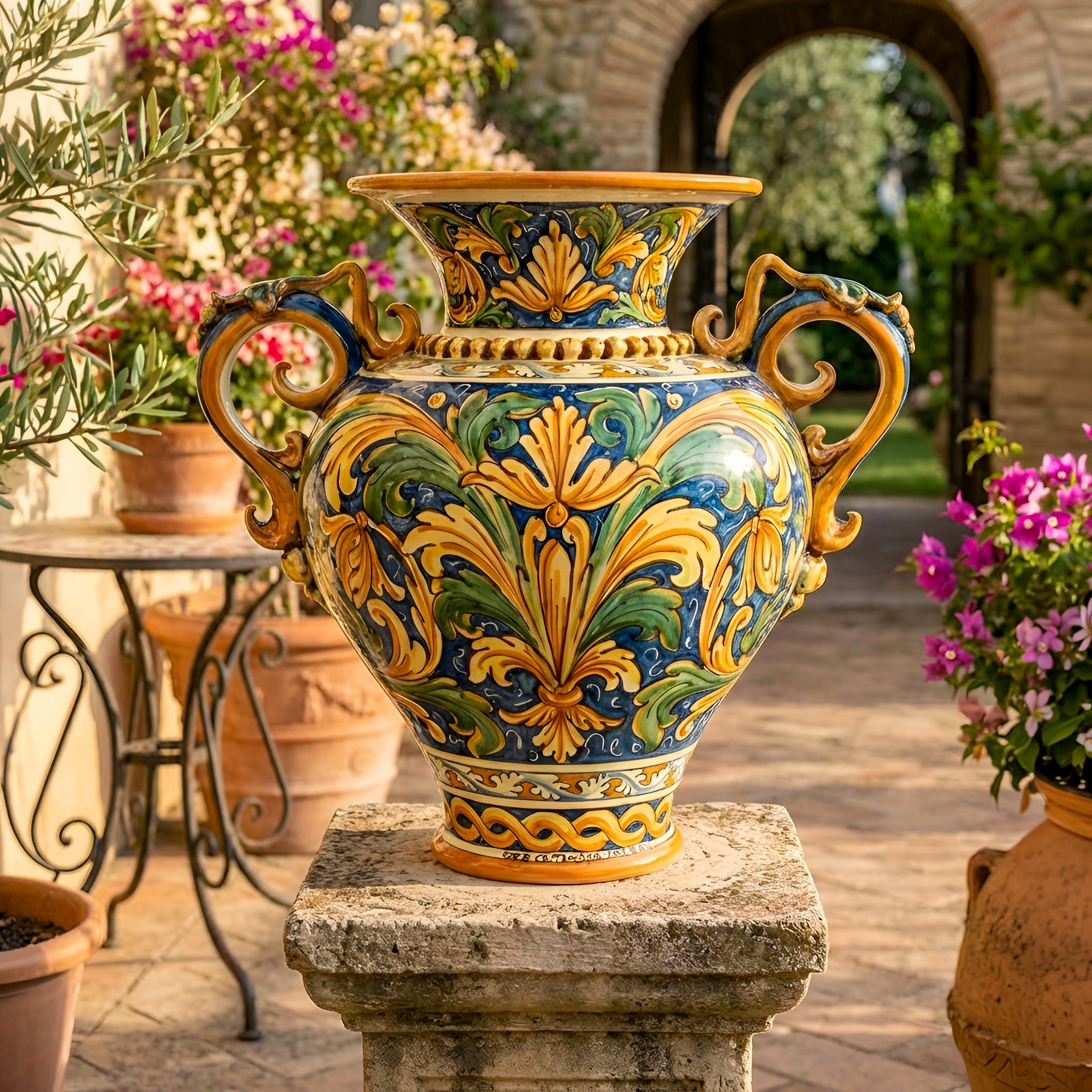 Ceramic Vase handmade products. Artistic ceramics of Caltagirone