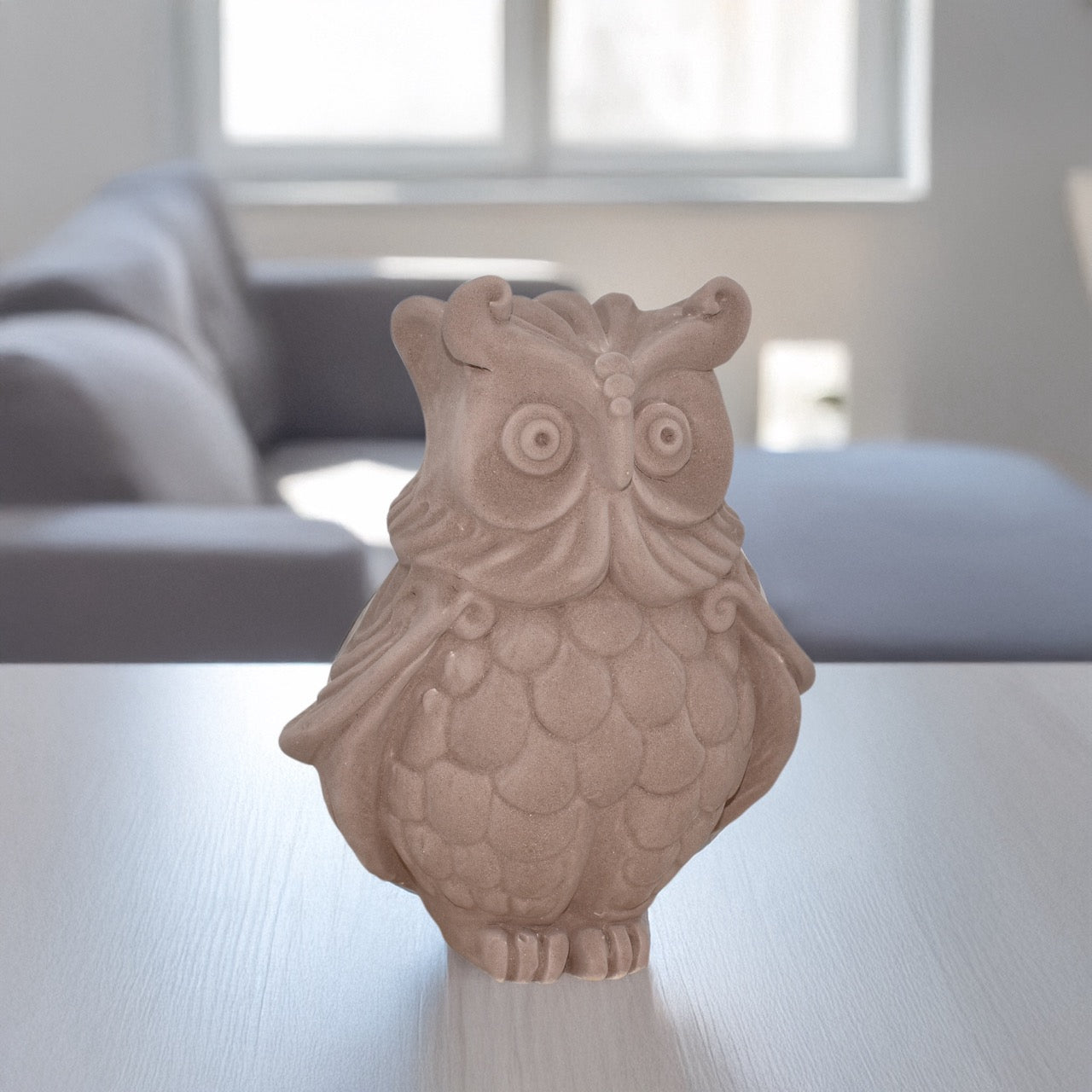 Ceramic Owl Dove Gray Matt - Ceramic Animals