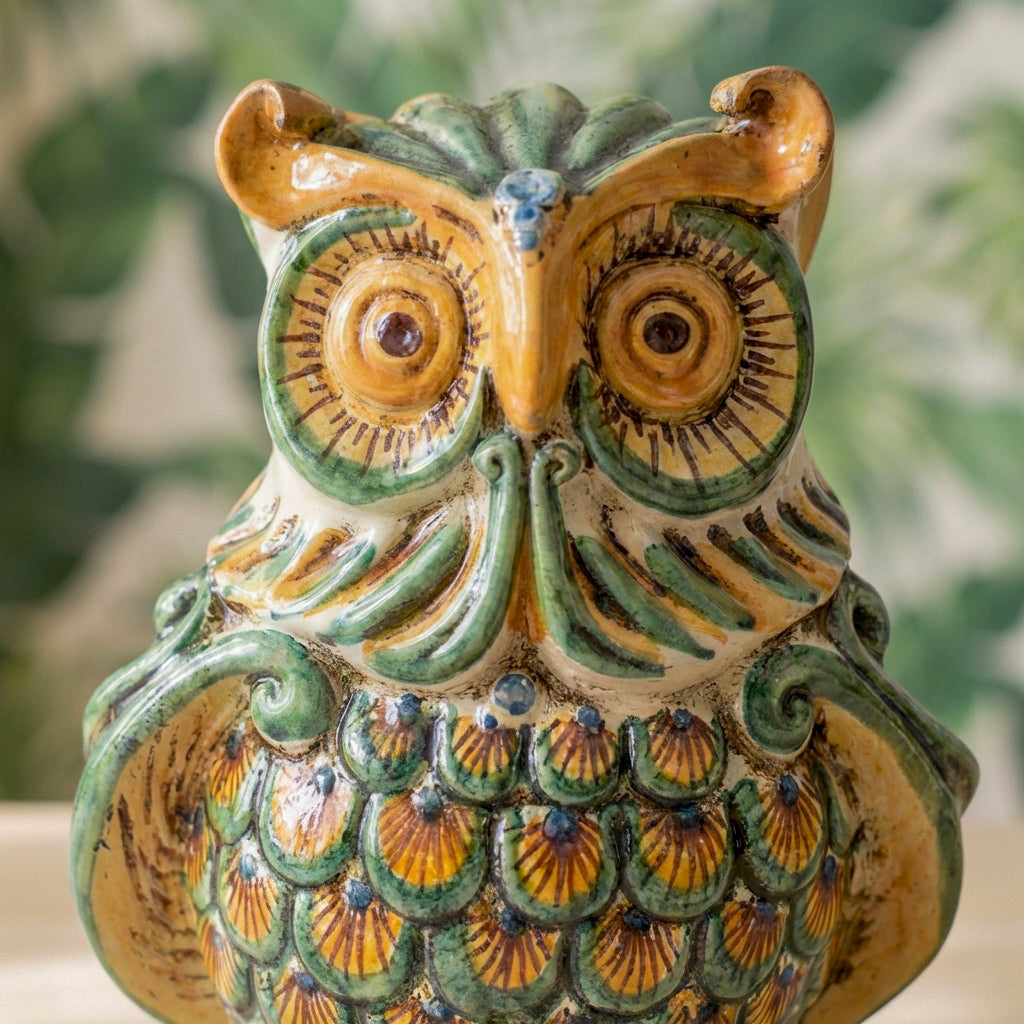 Owl in ceramics of Caltagirone - Artistic ceramics Sofia
