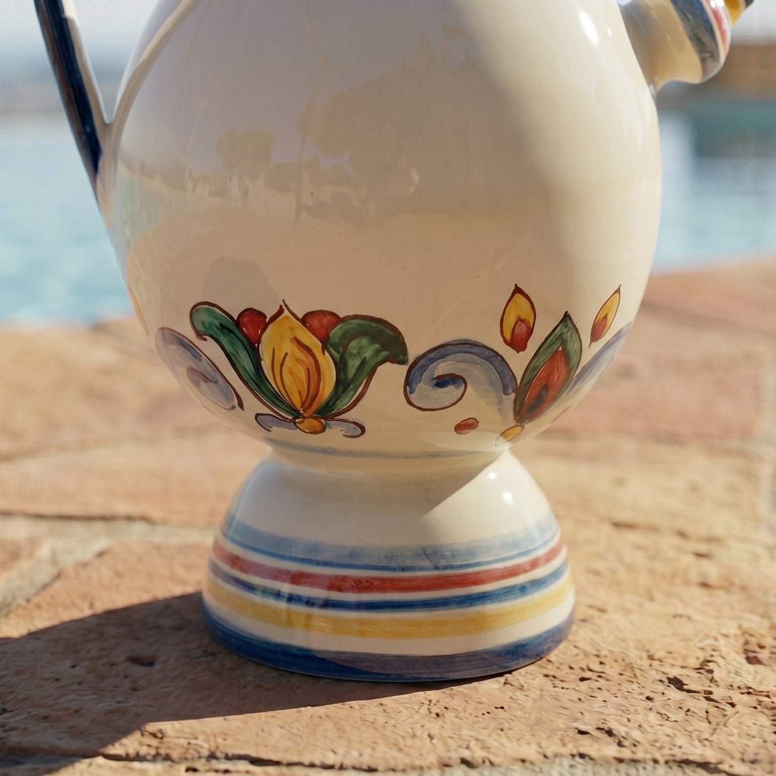 Sicilian Bummulu Water Jug H 25 cm / 9.8", Decoro Sicily – Italian ceramic from Caltagirone, Sicily