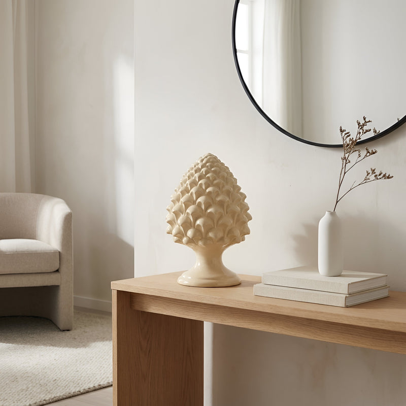 Caltagirone handmade pinecone modeled by hand height 15/35 Ivory Line