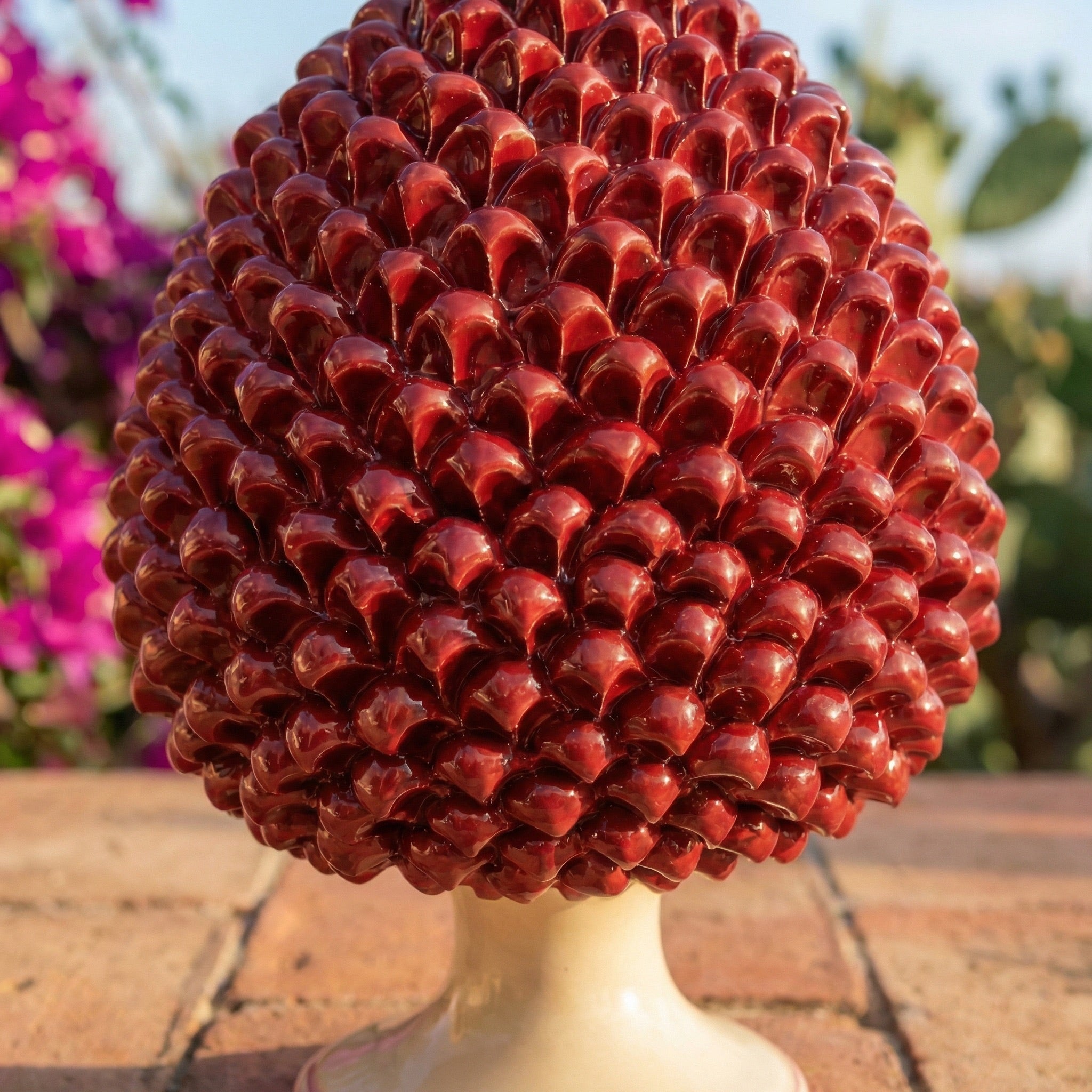 Artisan Pine Cone Monochrome Bordeaux - Caltagirone Sicily
