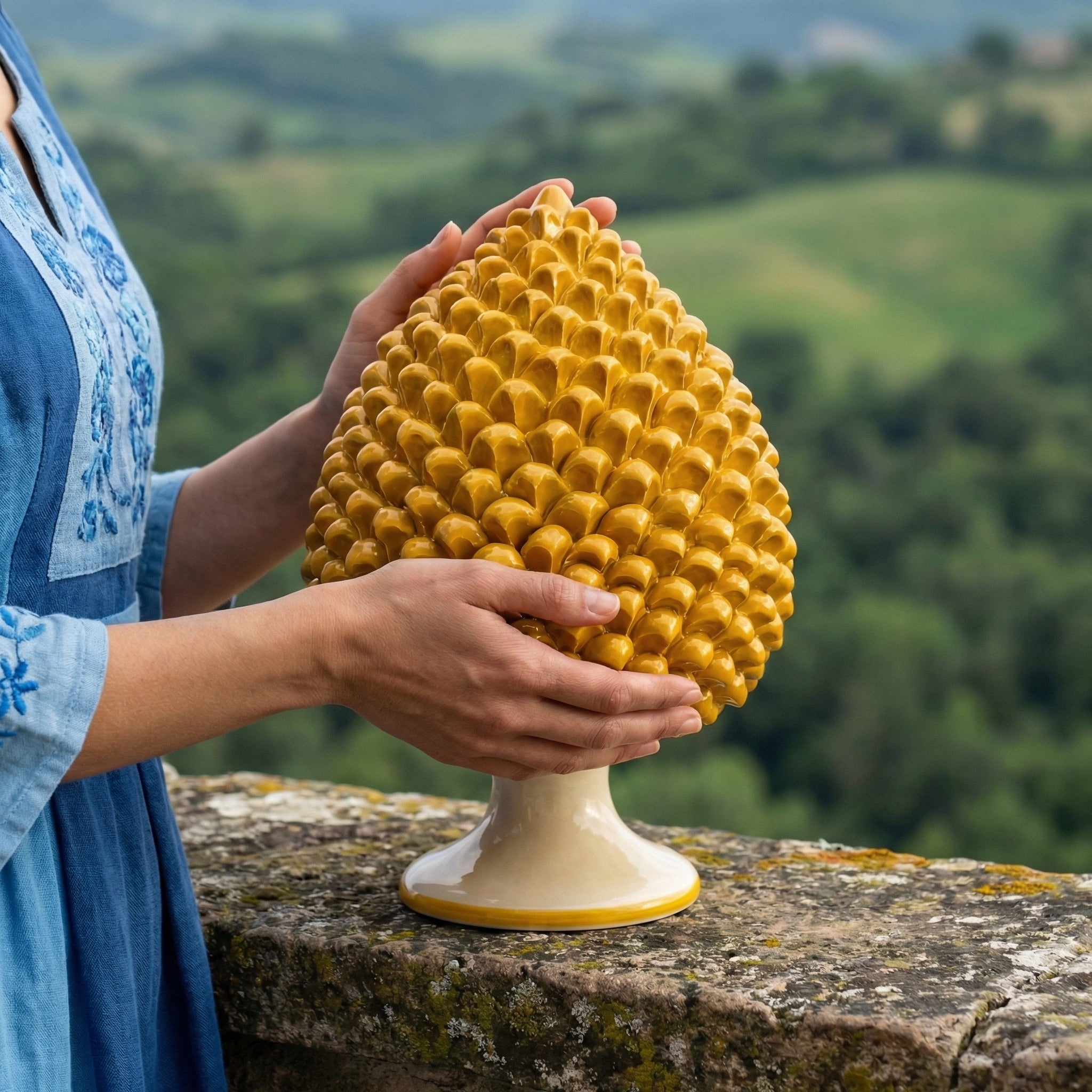 Artisan Pine Cone Yellow & Orange - Caltagirone Sicily