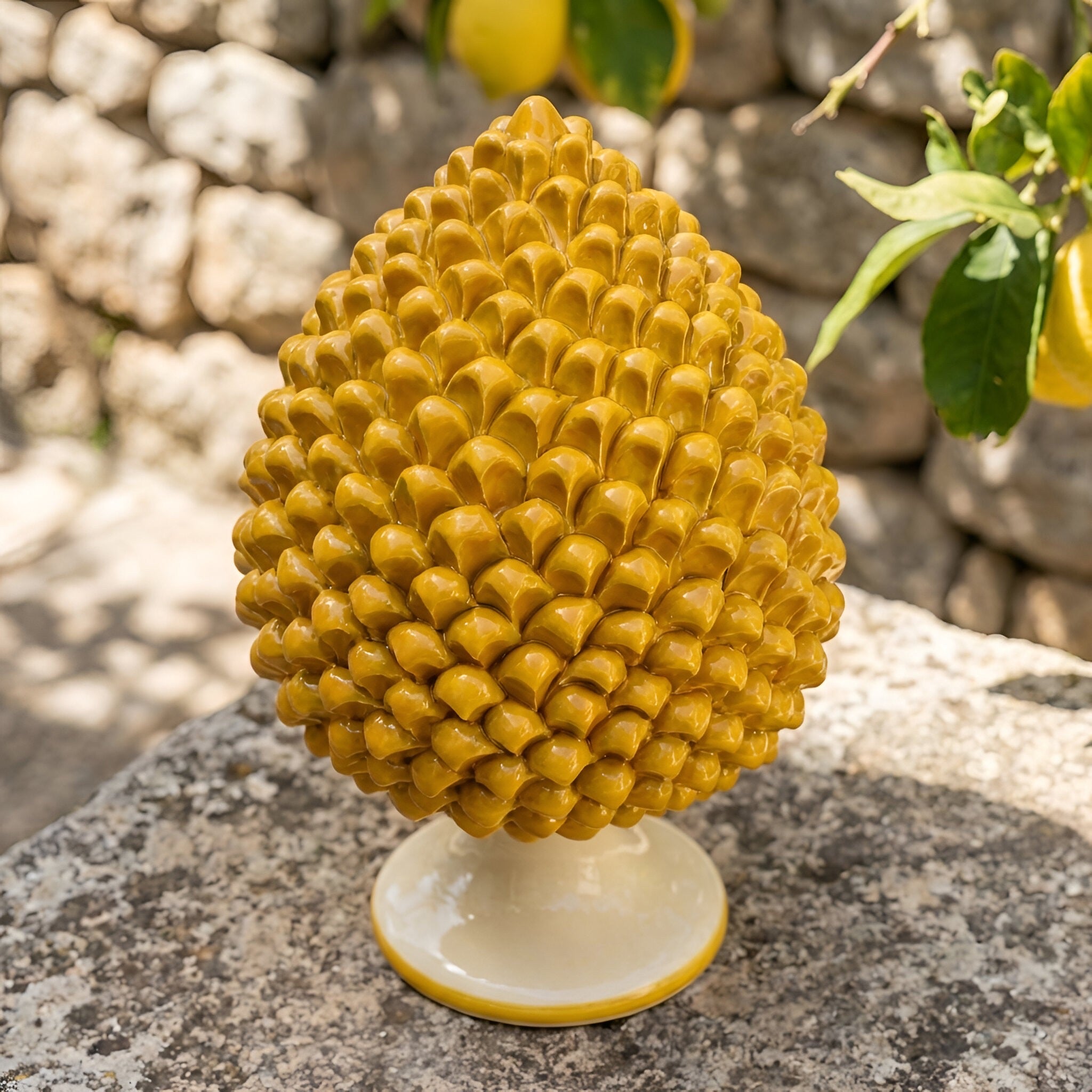 Artisan Pine Cone Yellow & Orange - Caltagirone Sicily