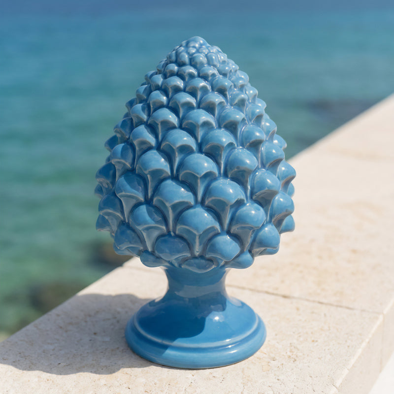 Caltagirone handmade pinecone modeled by hand height 15/35 Green