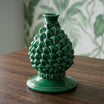 Sicilian Pine Cone Candle Holder H 18 cm / 7.1", Emerald Green – Italian pine cone ceramic from Caltagirone, Sicily
