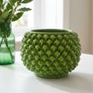 Vaso Mezza Pigna Senza Piede, Verde Foglia. Ceramiche Sofia, Caltagirone