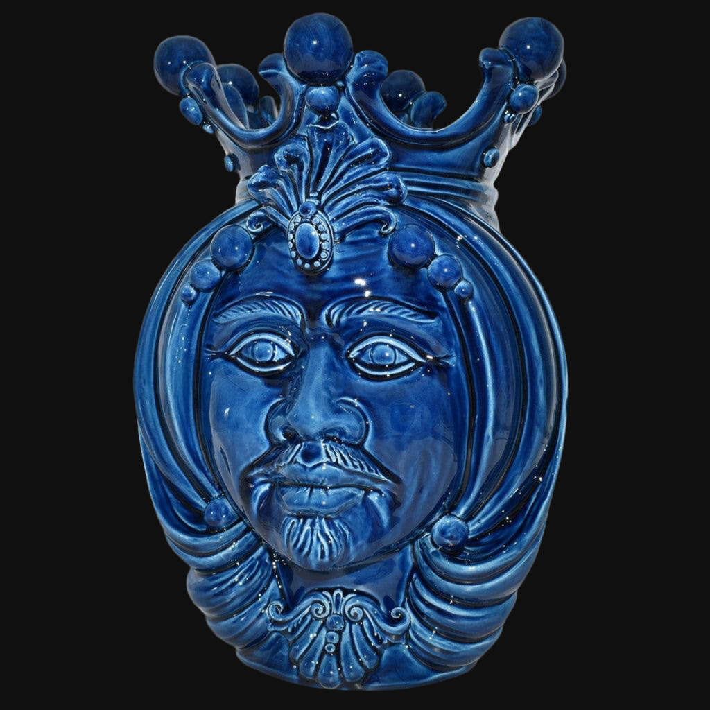 Ceramic Head h 40 integral blue male - Modern Moorish heads Sofia Ceramiche