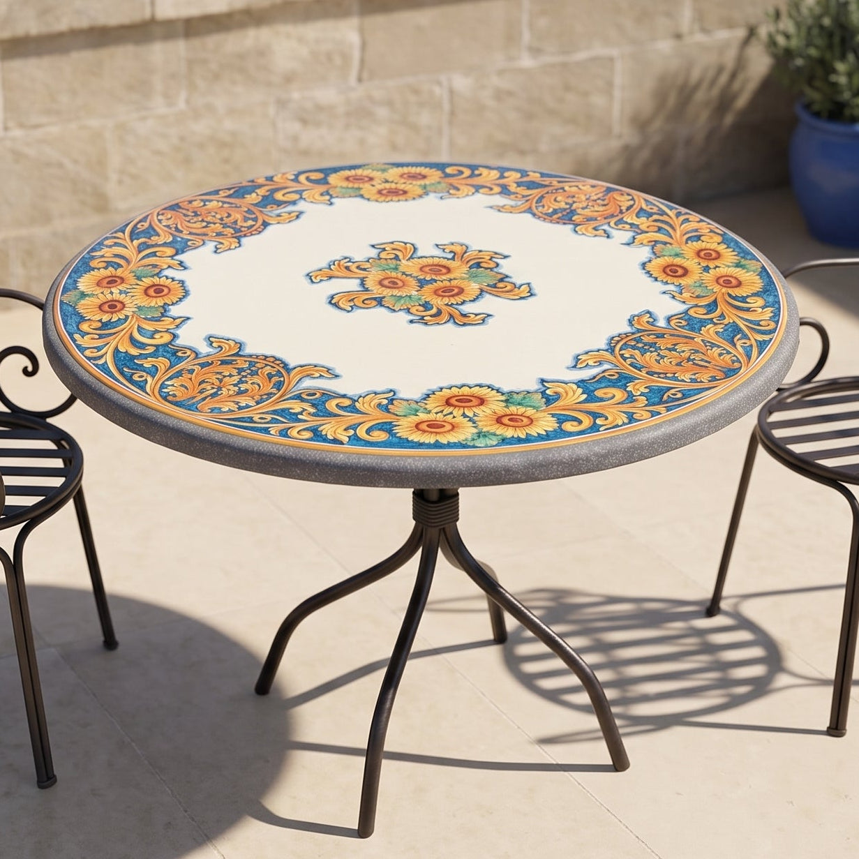 Sicilian Lava Stone Table – Italian ceramic from Caltagirone, Sicily