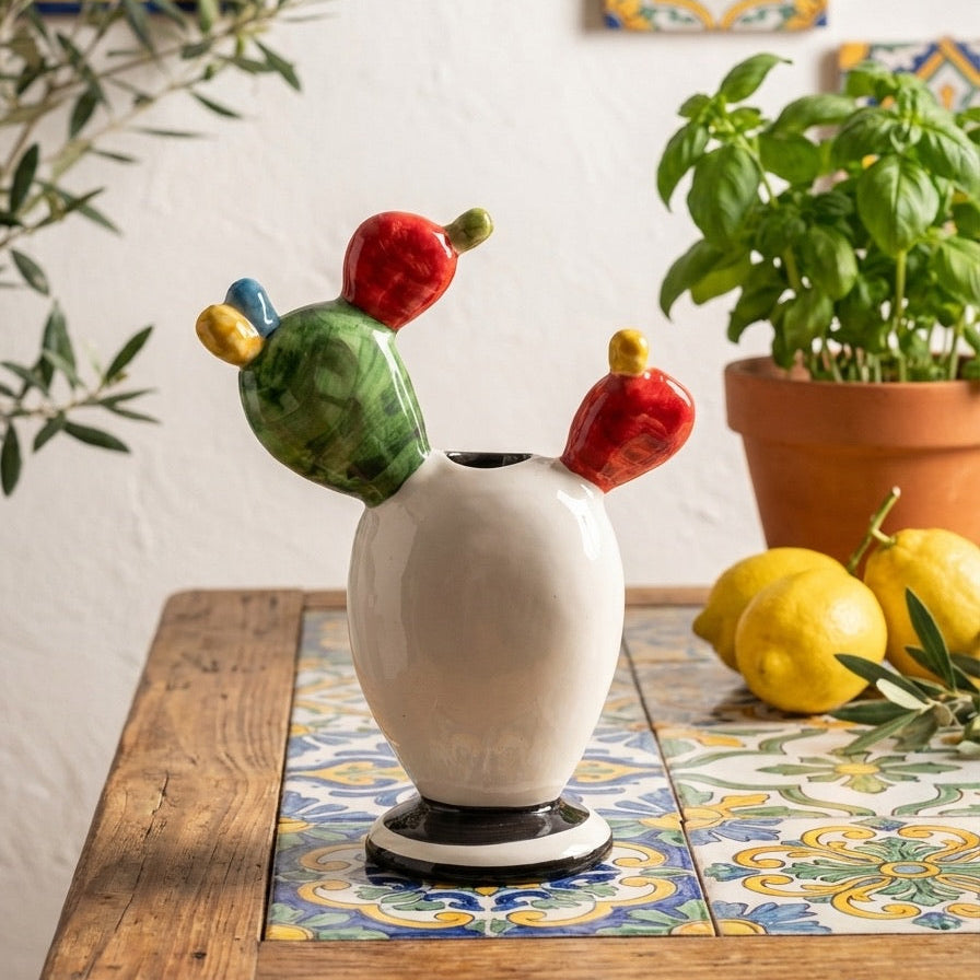 Piantina palafico h 15 White and Color – Bomboniera in ceramica di caltagirone