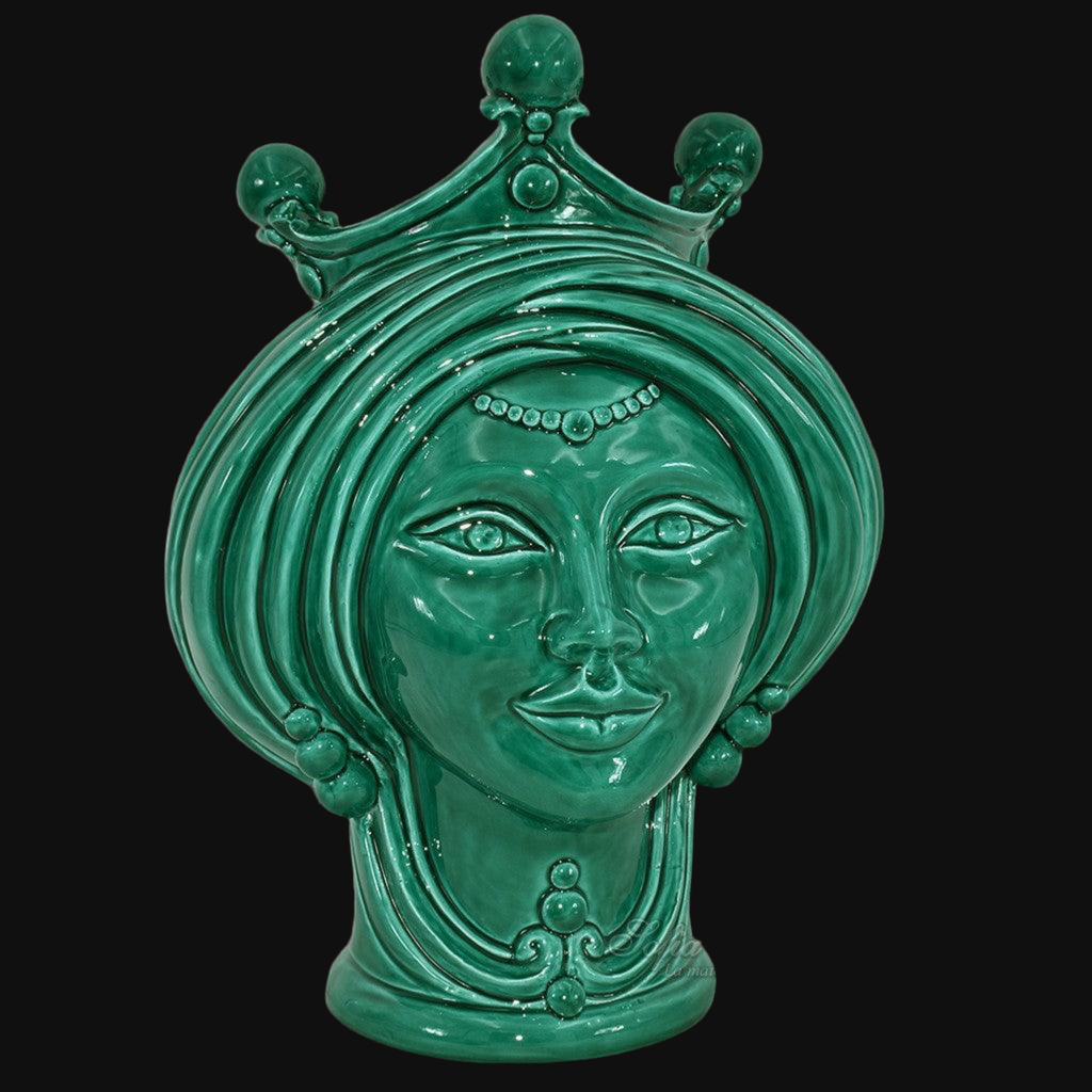 Testa h 30 Integral Green woman - Modern Moorish heads Sofia Ceramiche