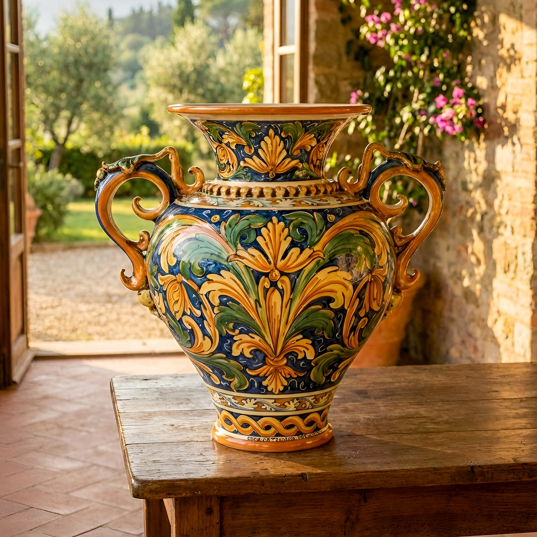 Ceramic Vase handmade products. Artistic ceramics of Caltagirone