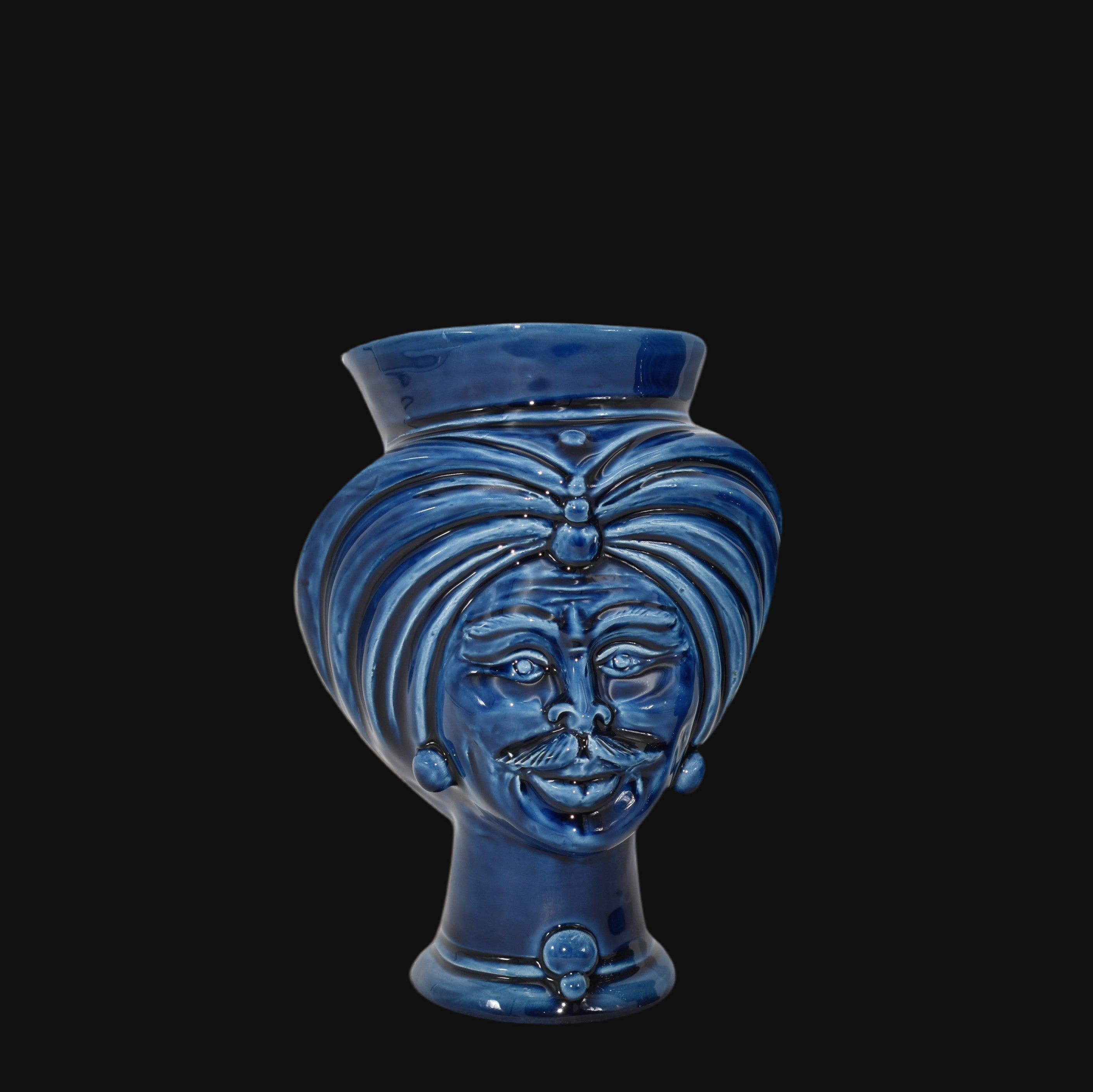 Head h 16 tuareg intense blue man - Modern Moorish heads Sofia Ceramiche