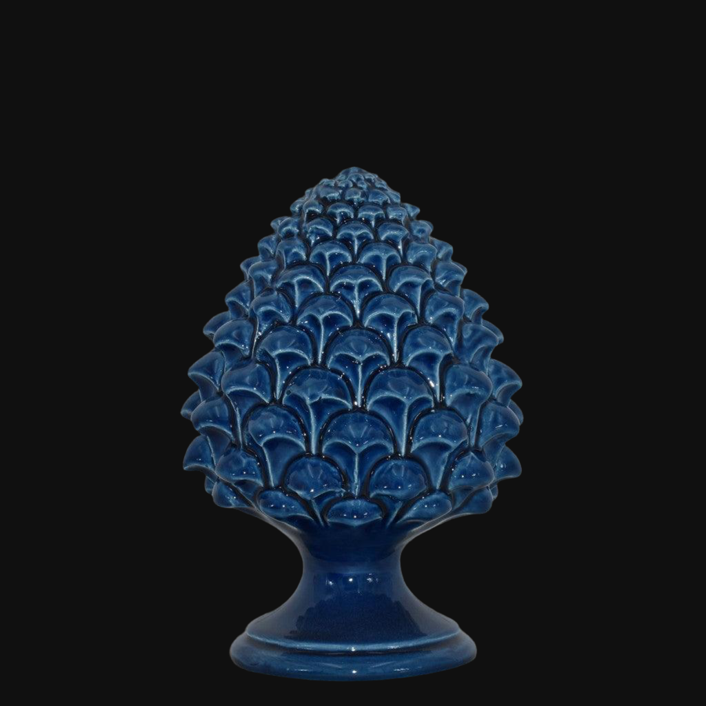 Caltagirone handmade pinecone modeled by hand height 15/35 Blue