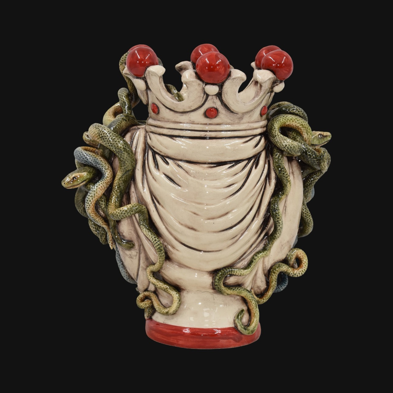 Head h 25 turban jellyfish mother of pearl colored red beads